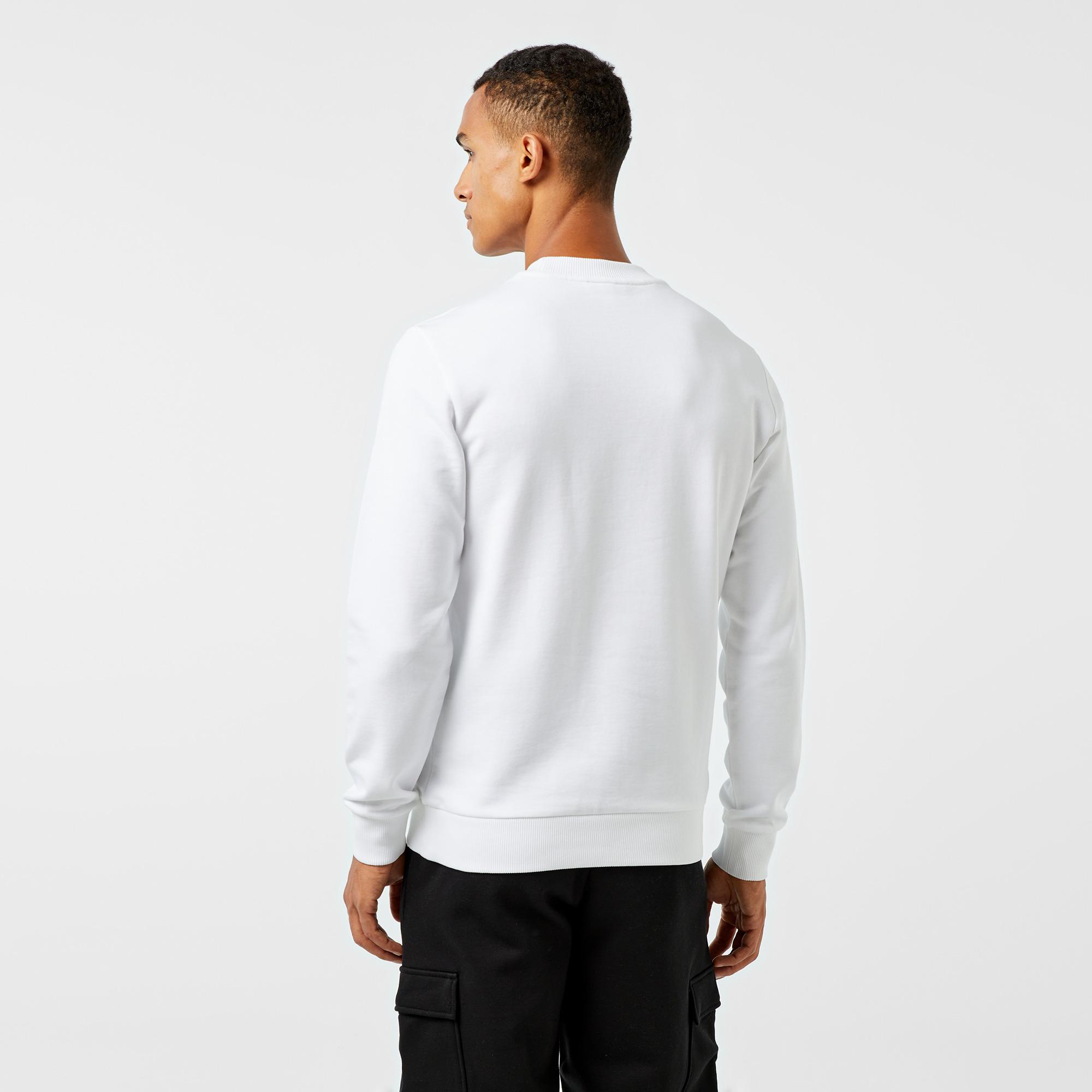 Lacoste Erkek Regular Fit Bisiklet Yaka Baskılı Beyaz Sweatshirt