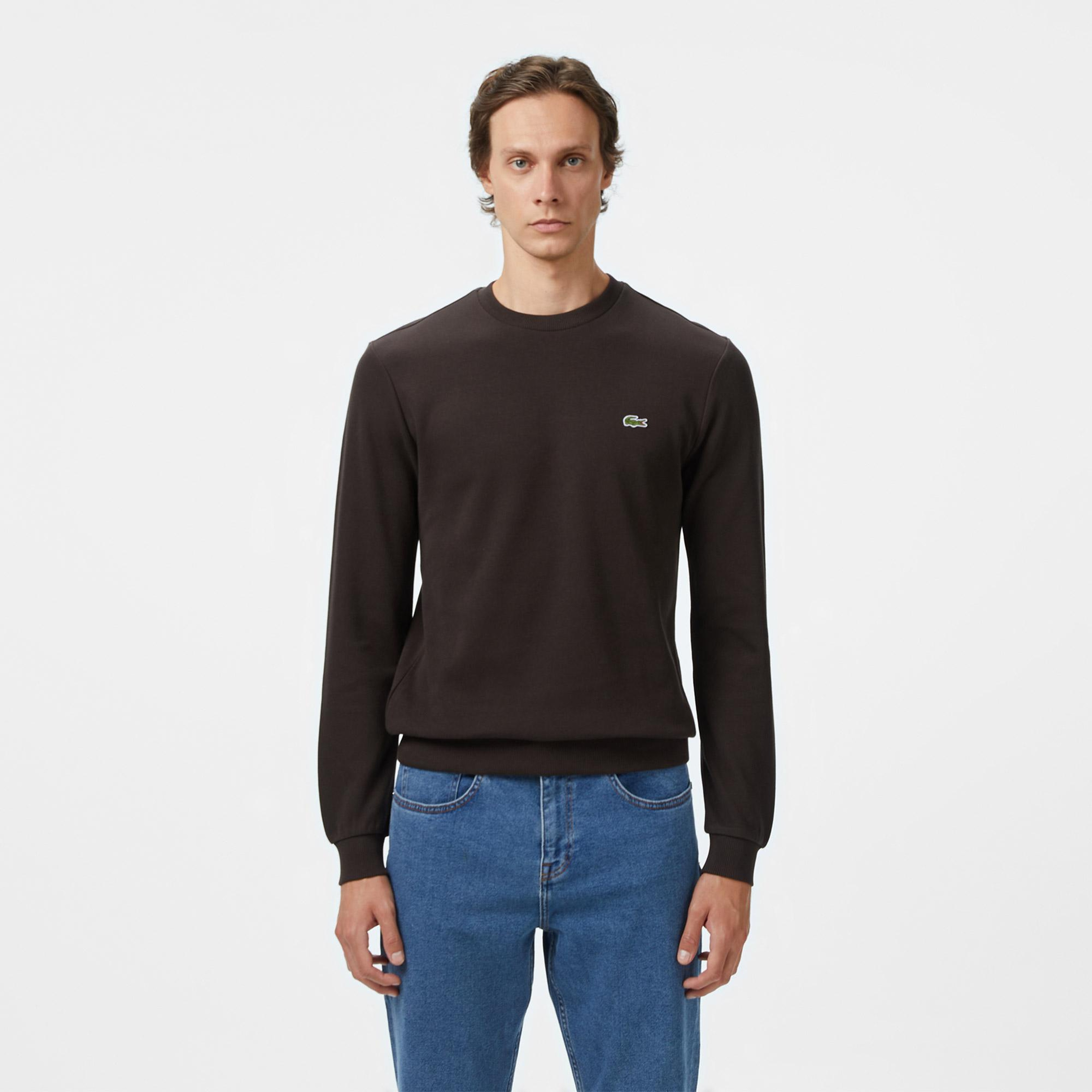 Lacoste Erkek Regular Fit Uzun Kollu Bisiklet Yaka Kahverengi T-Shirt