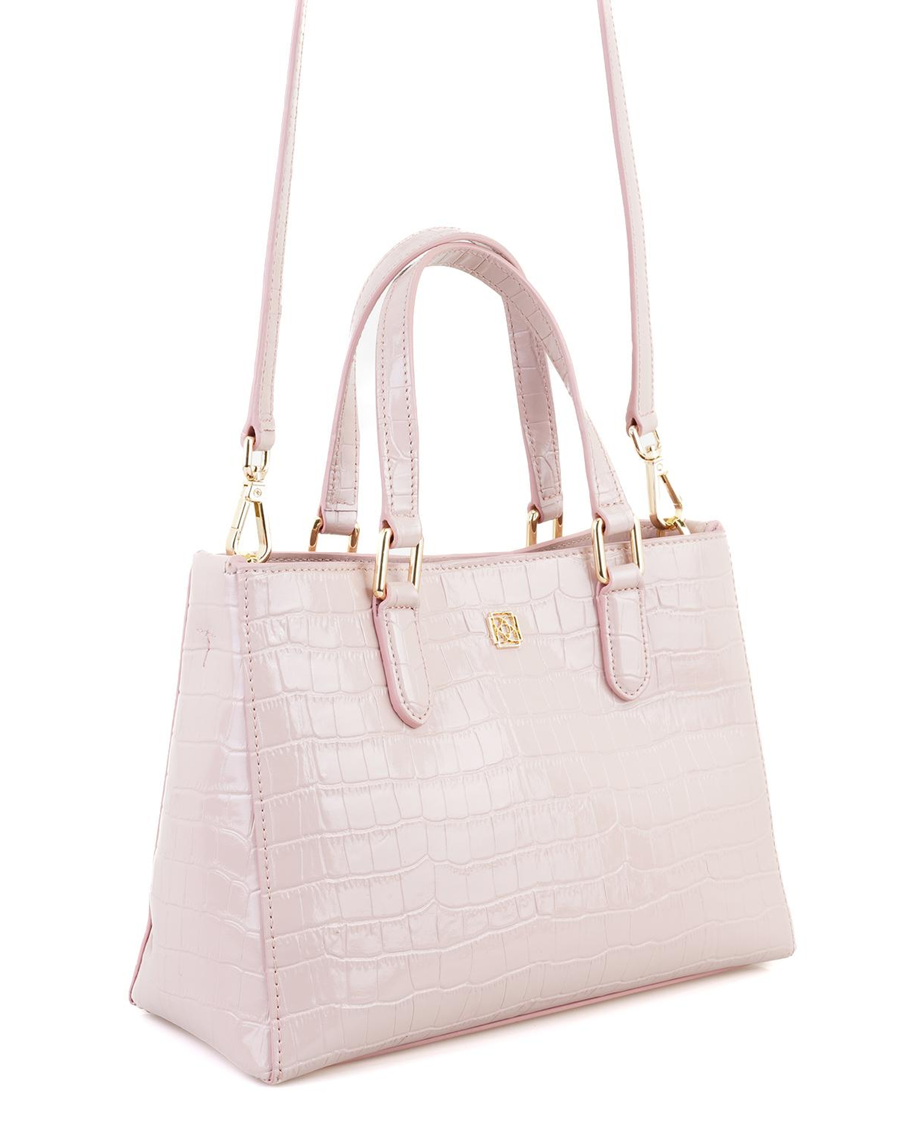 Rieka Pudra Kadın Kroko Baskılı Deri El Çantası