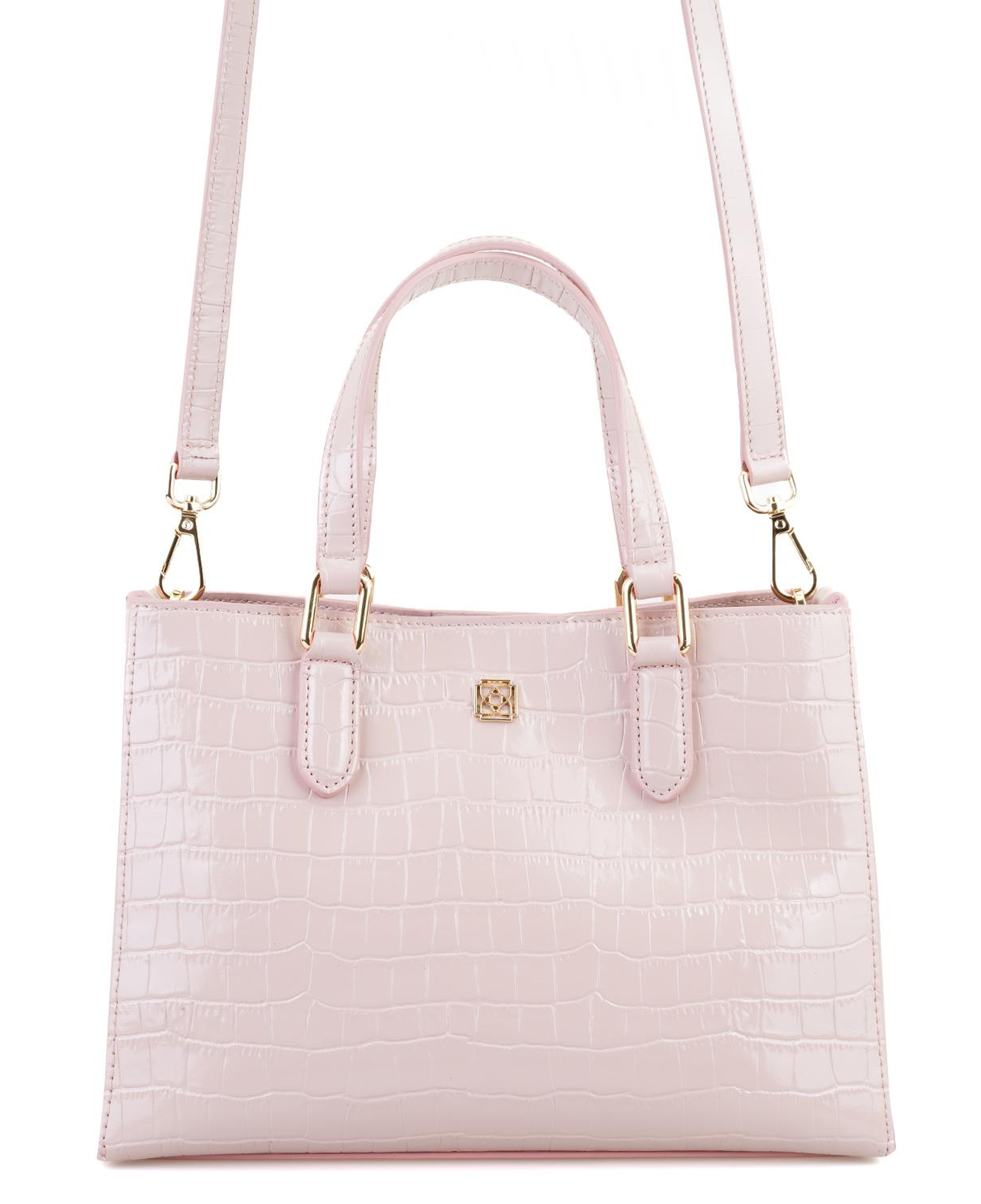 Rieka Pudra Kadın Kroko Baskılı Deri El Çantası