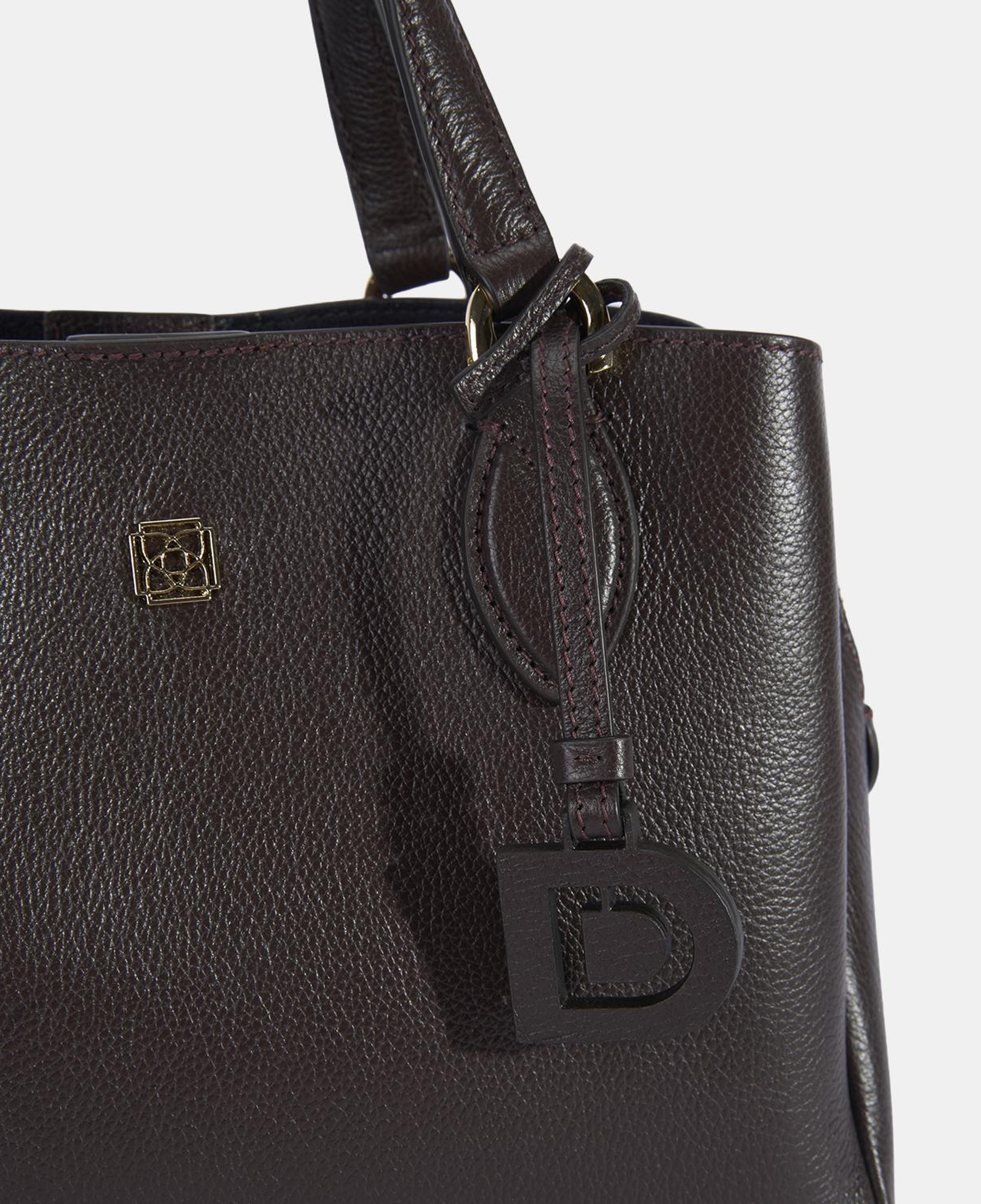 Kadın Kahve D Logolu Deri El Çantası