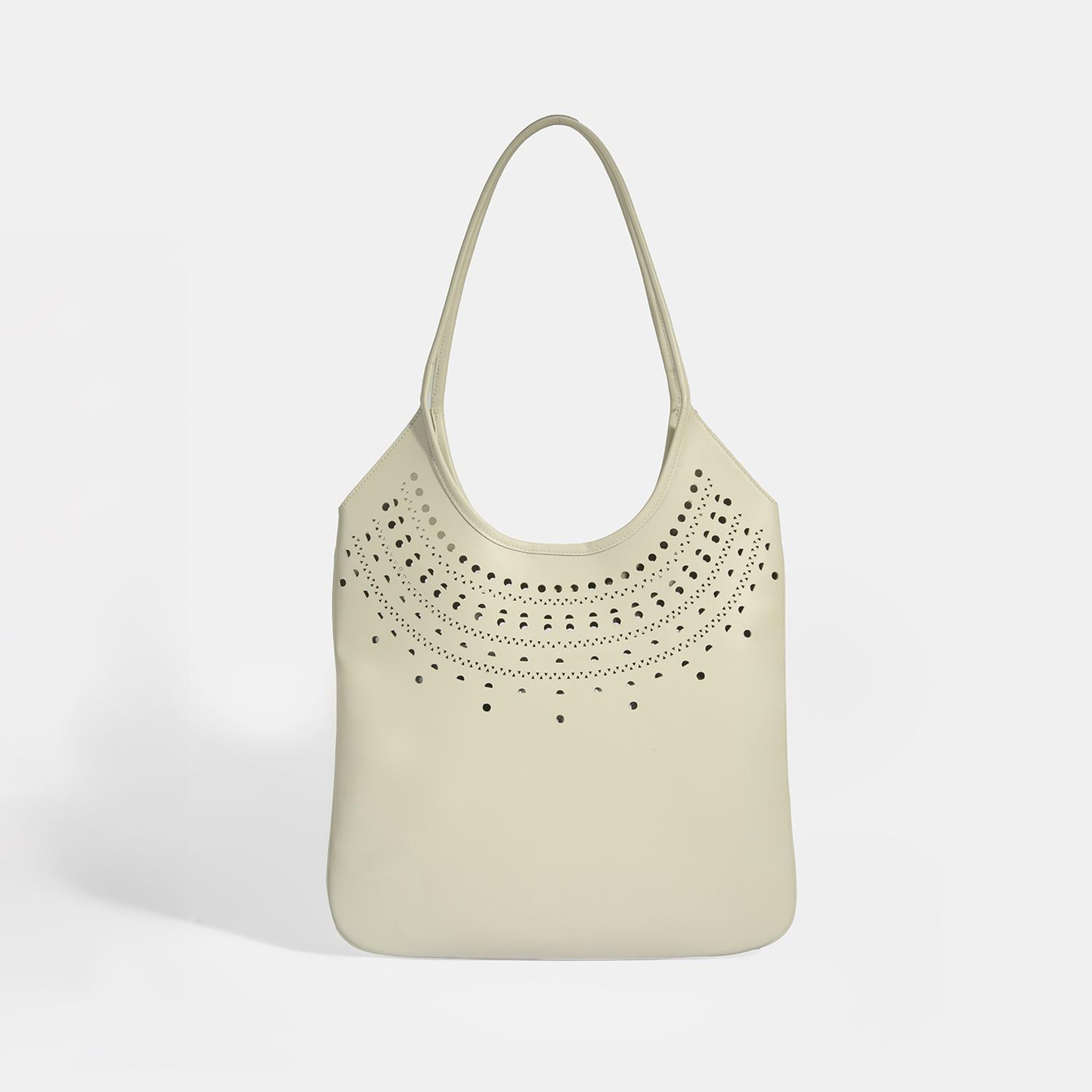 Kadın Beyaz Perforeli Süet Omuz Çantası