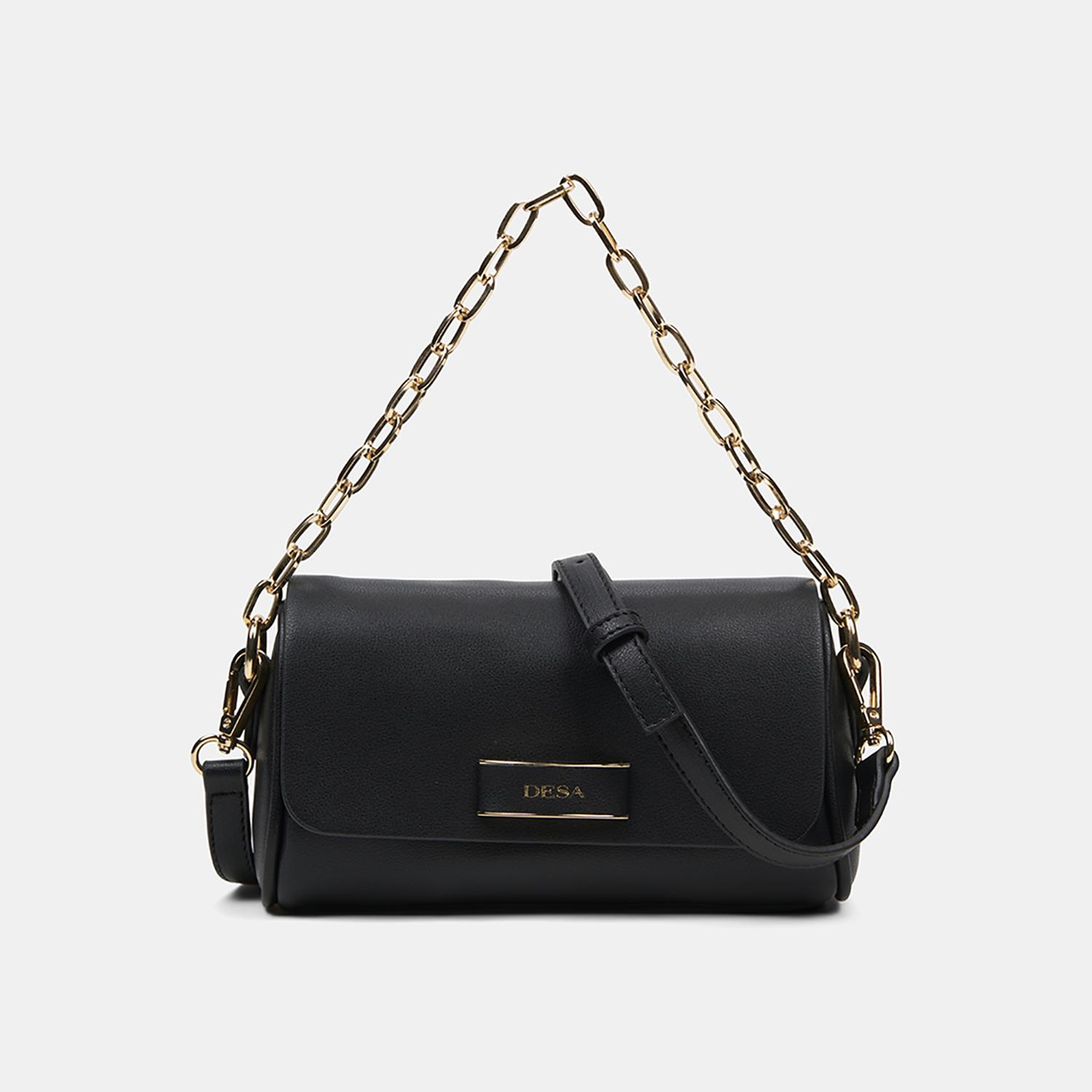 Kadın Siyah Gold Zincir Detaylı El ve Omuz Çantası
