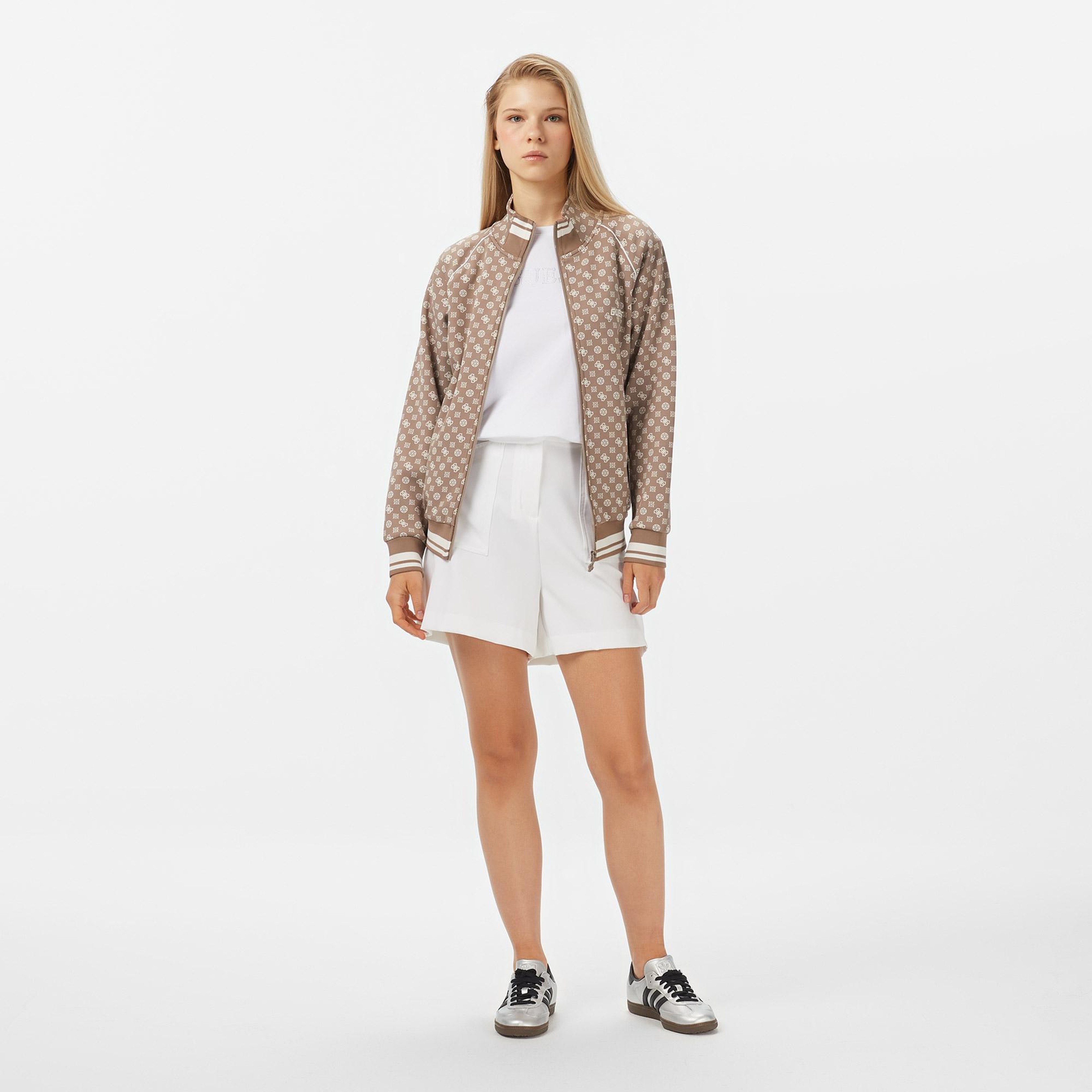 Guess Aggie Scuba Kadın Bej Sweatshirt