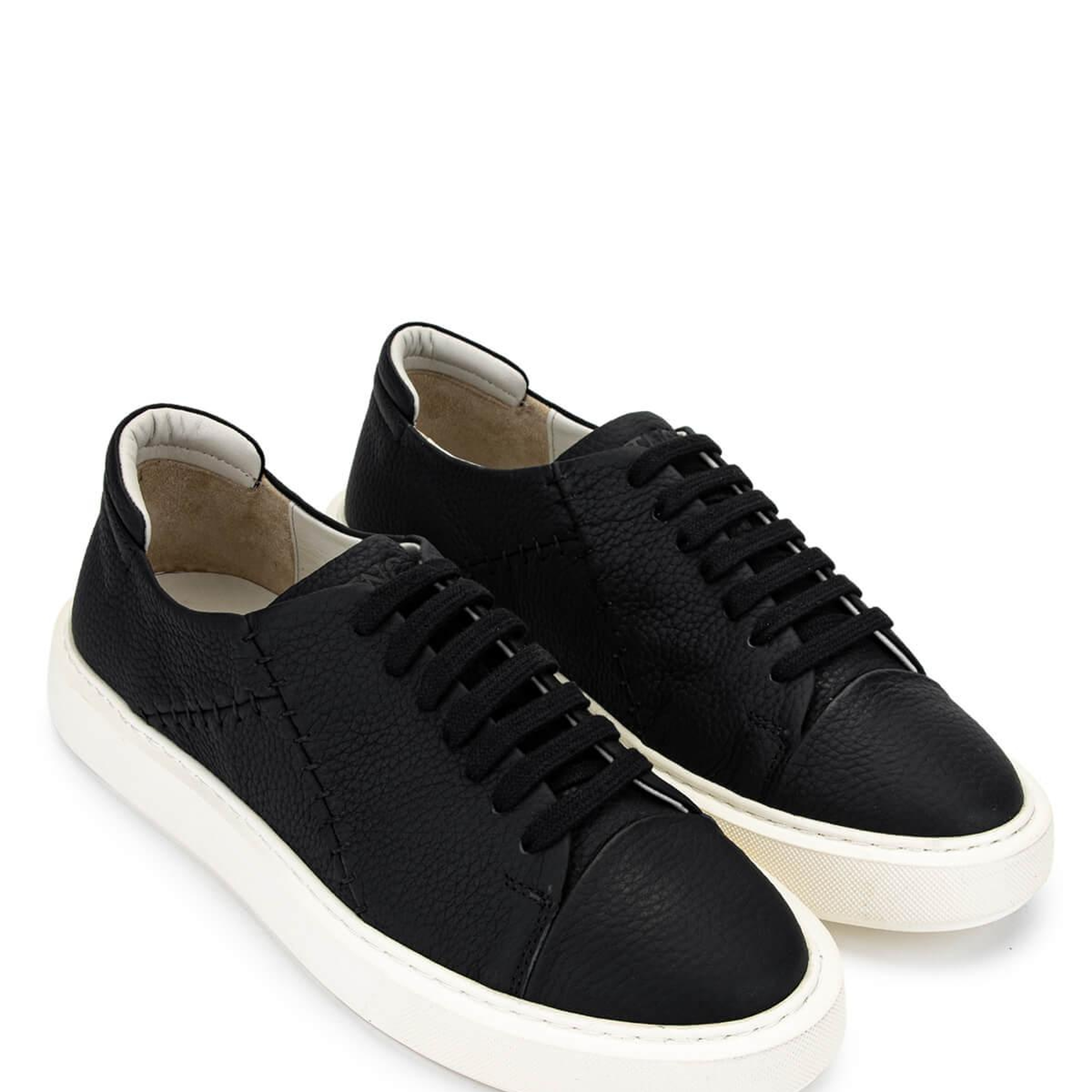 Tamer Tanca Erkek Hakiki Deri Siyah Floter Sneakers & Spor Ayakkabı