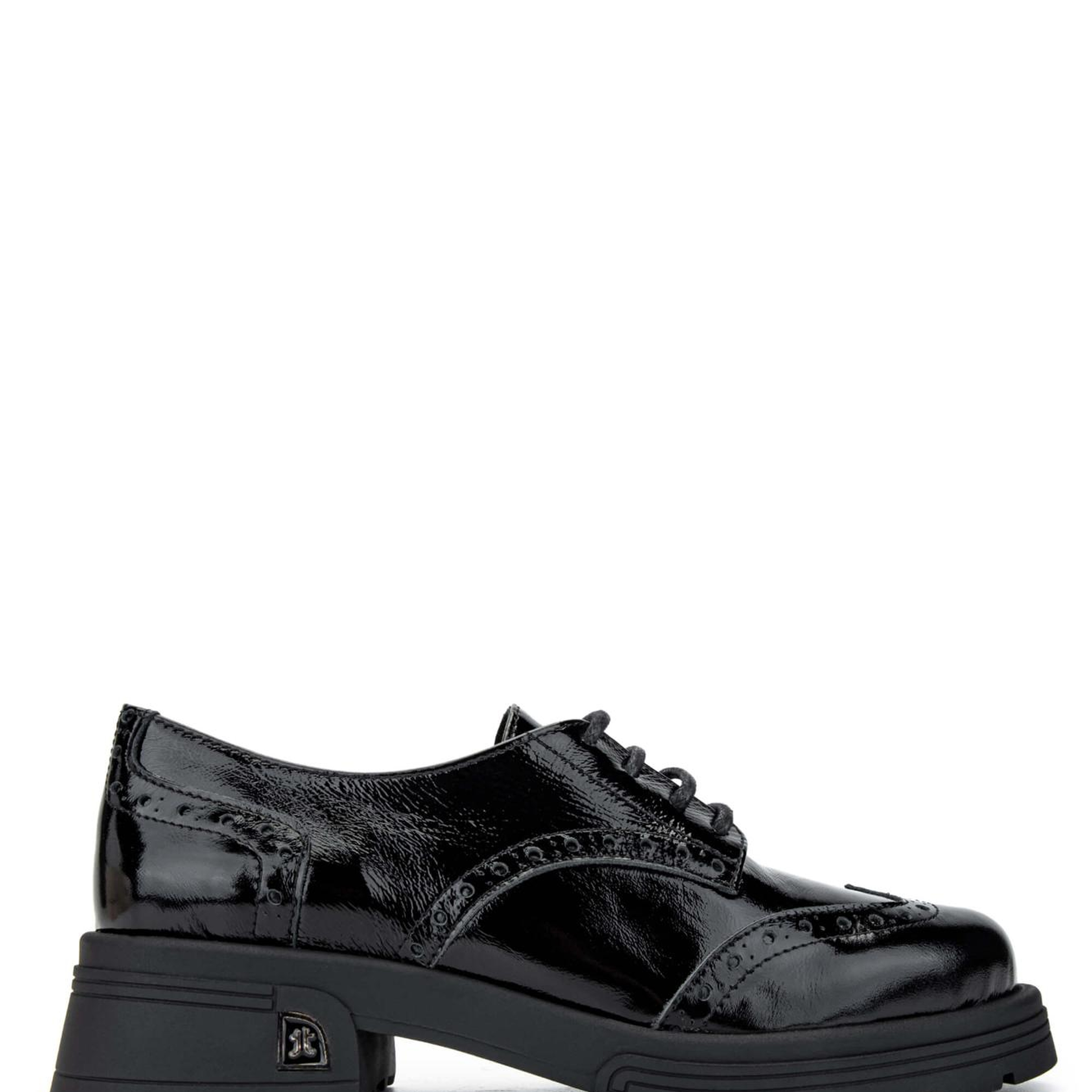 Tamer Tanca Kadın Hakiki Deri Siyah Rugan Casual Ayakkabı