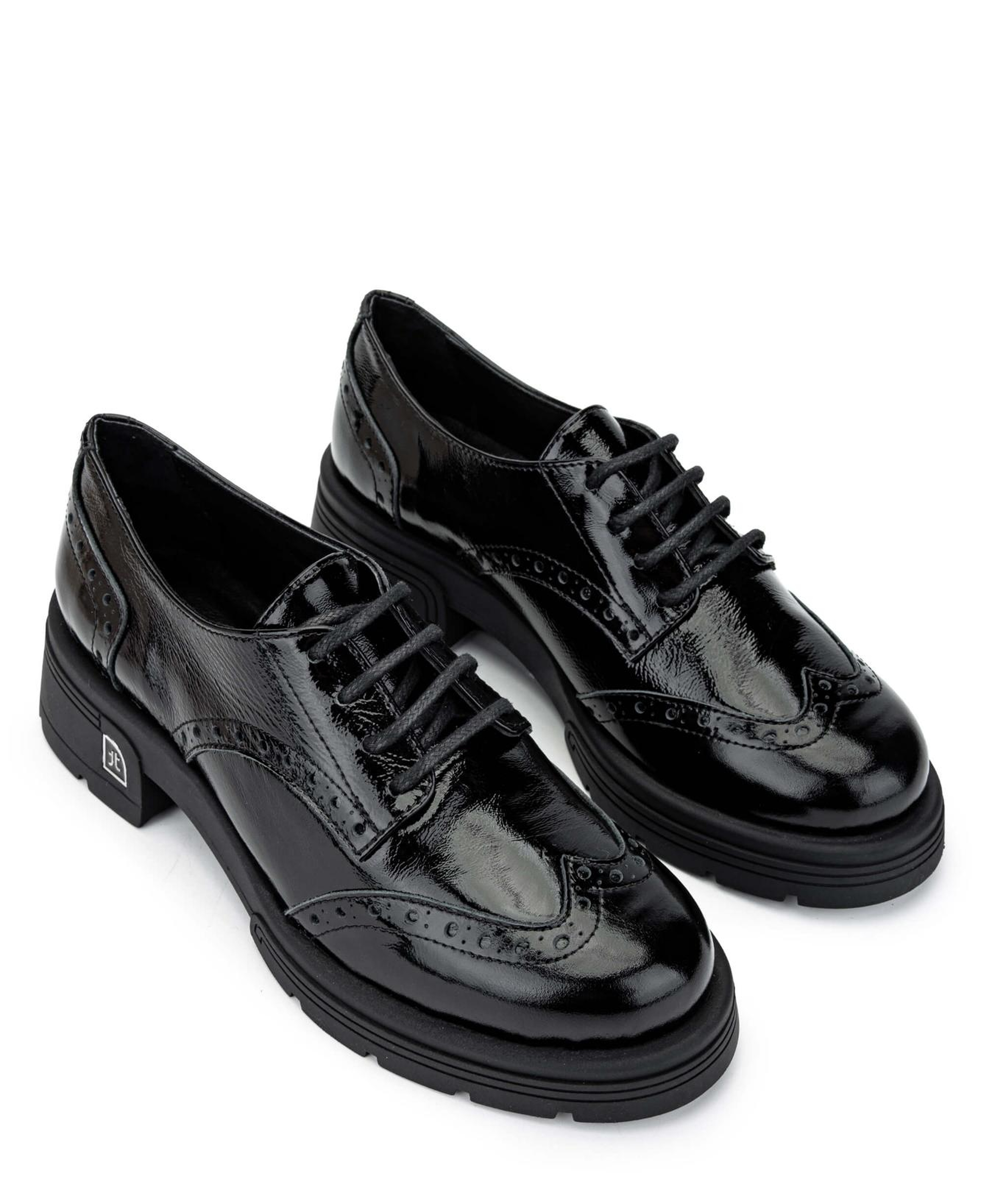 Tamer Tanca Kadın Hakiki Deri Siyah Rugan Casual Ayakkabı