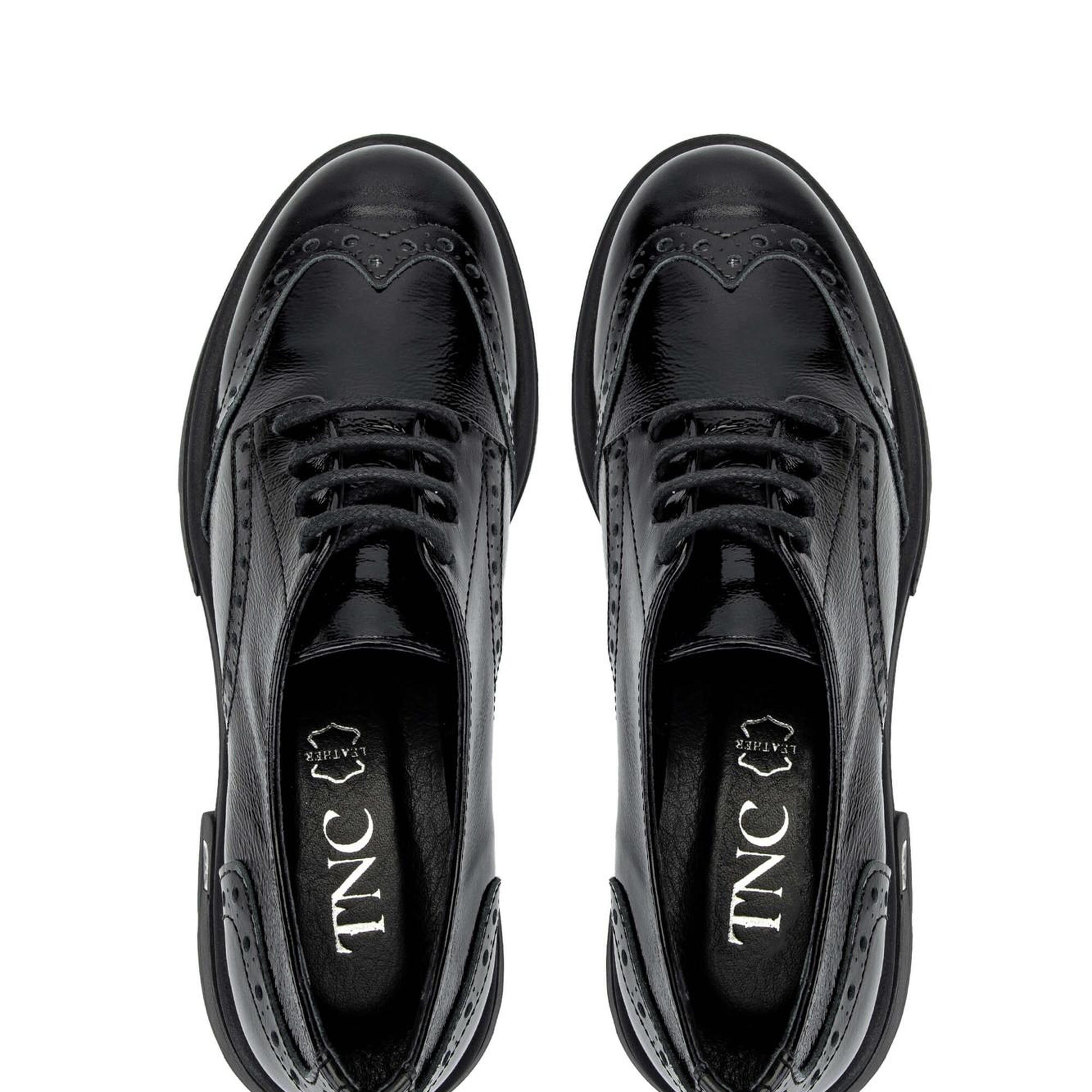 Tamer Tanca Kadın Hakiki Deri Siyah Rugan Casual Ayakkabı