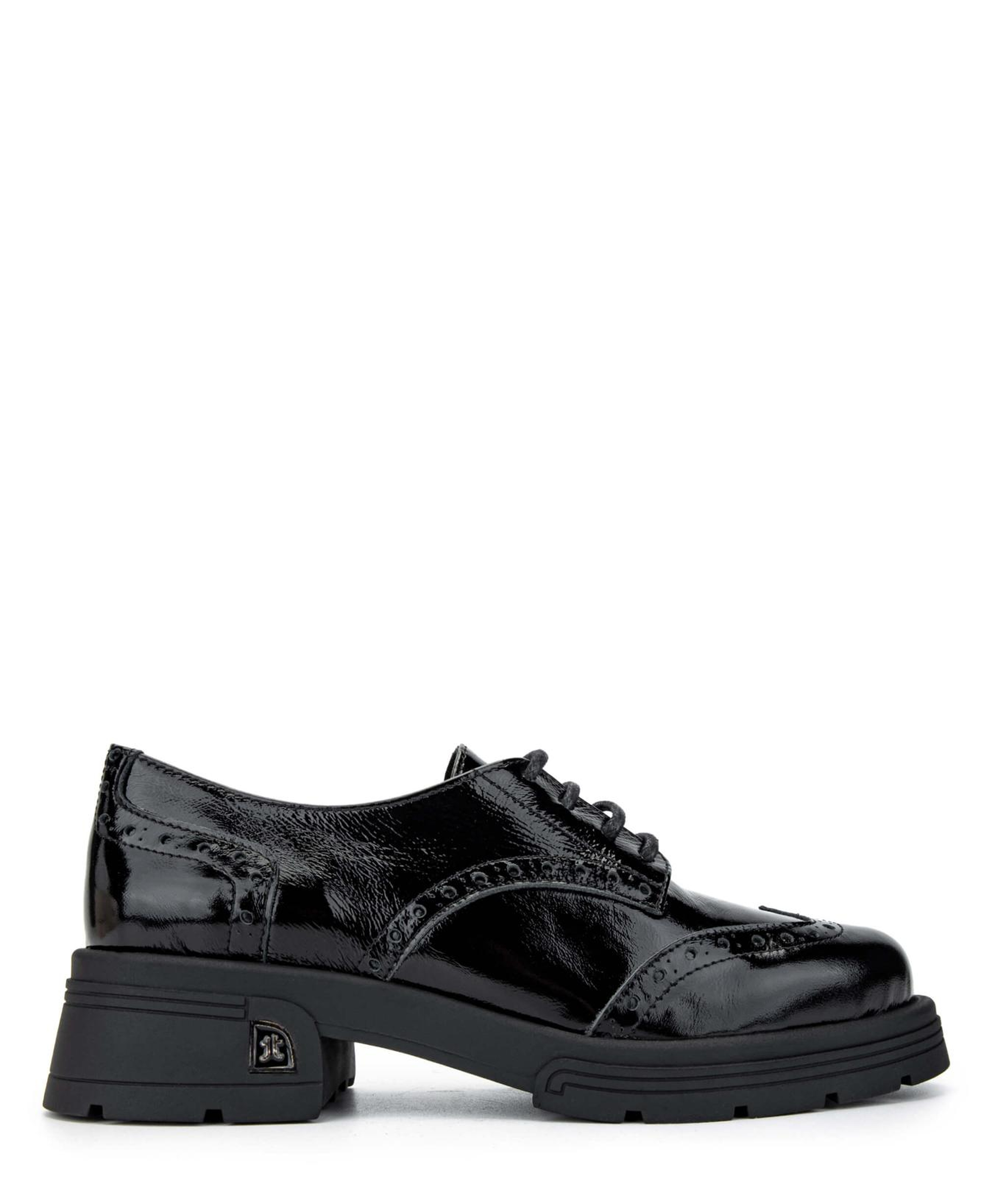 Tamer Tanca Kadın Hakiki Deri Siyah Rugan Casual Ayakkabı