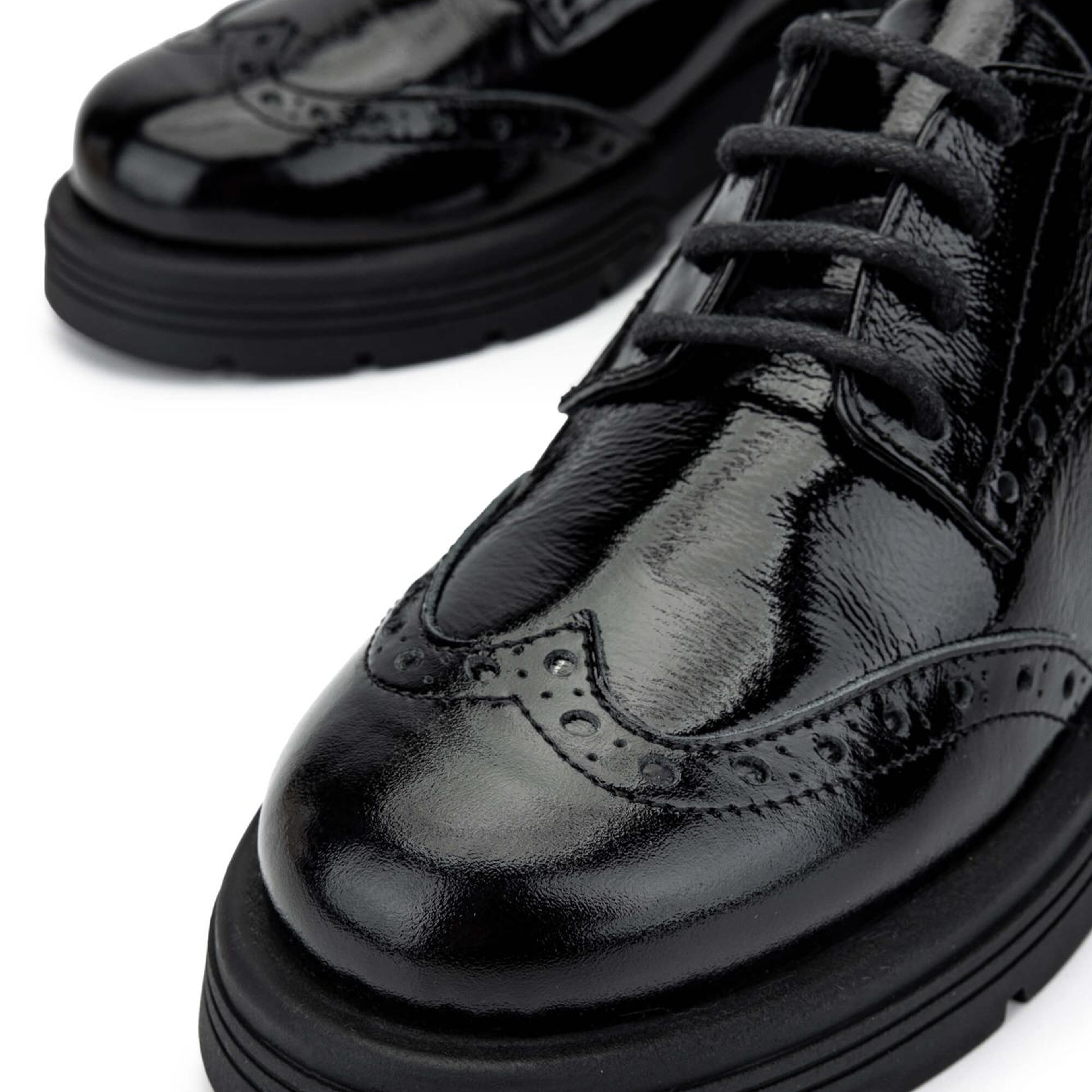 Tamer Tanca Kadın Hakiki Deri Siyah Rugan Casual Ayakkabı