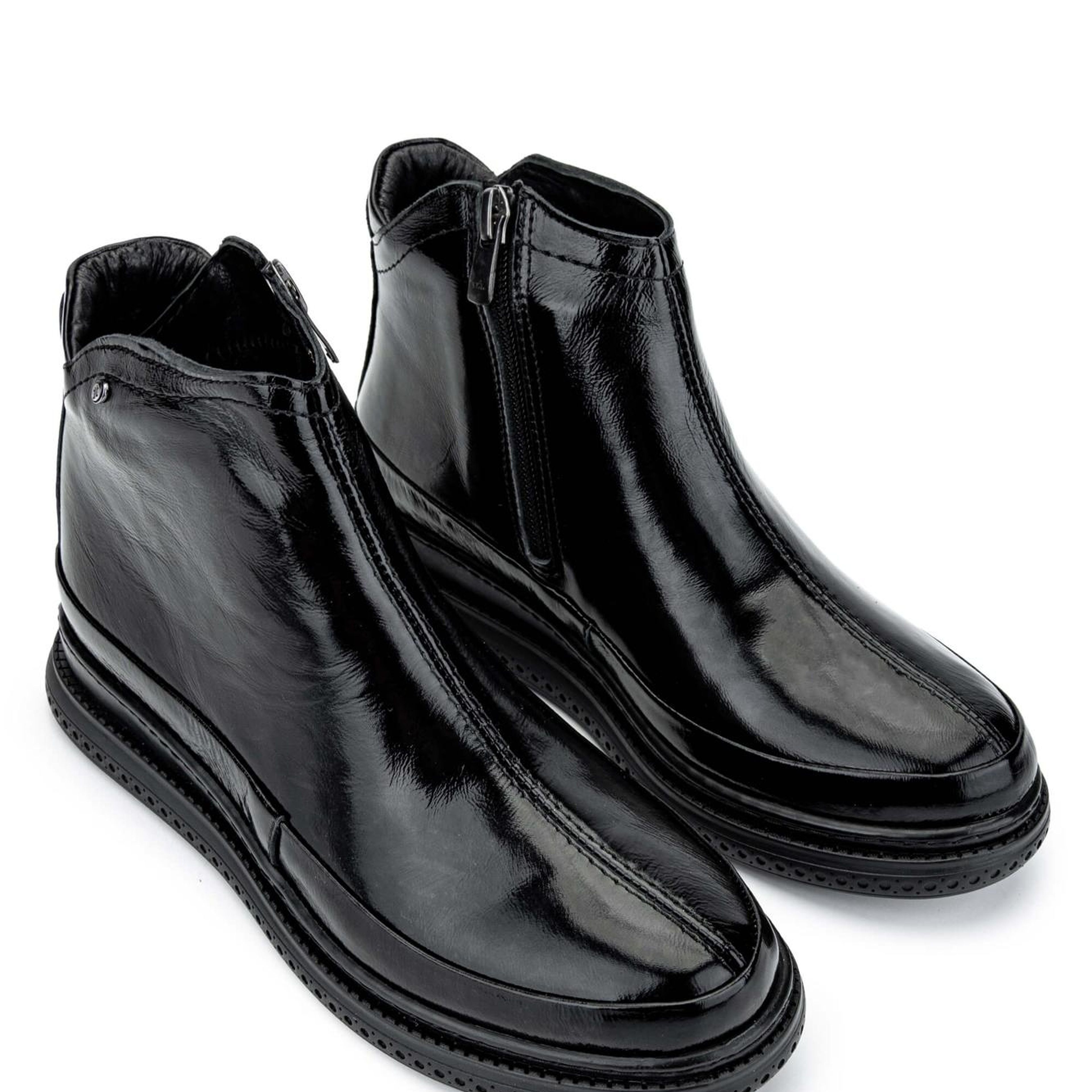 Tamer Tanca Kadın Hakiki Deri Siyah Rugan Casual Bot