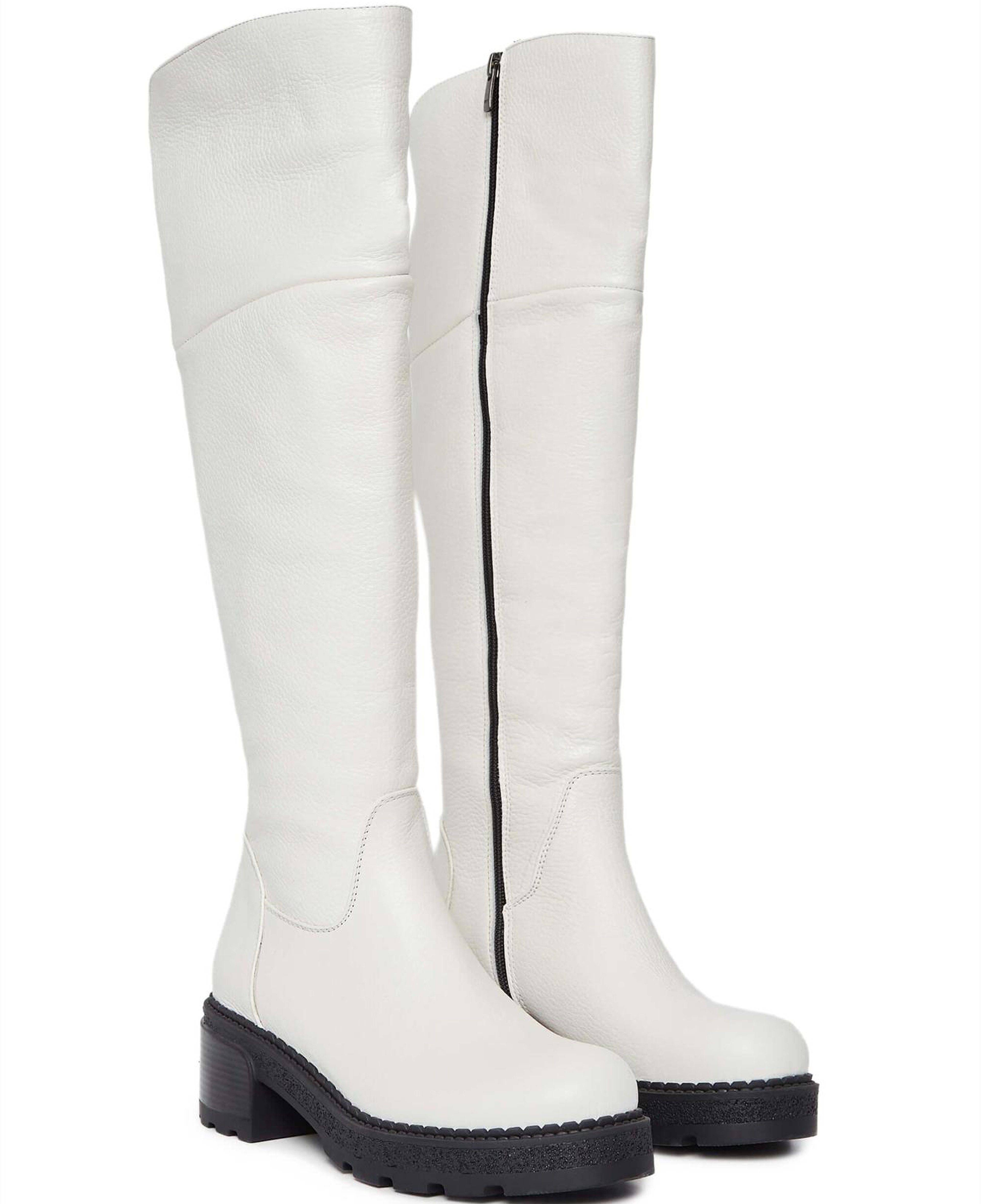 Tamer Tanca Kadın Hakiki Deri Kırık Beyaz Casual Çizme
