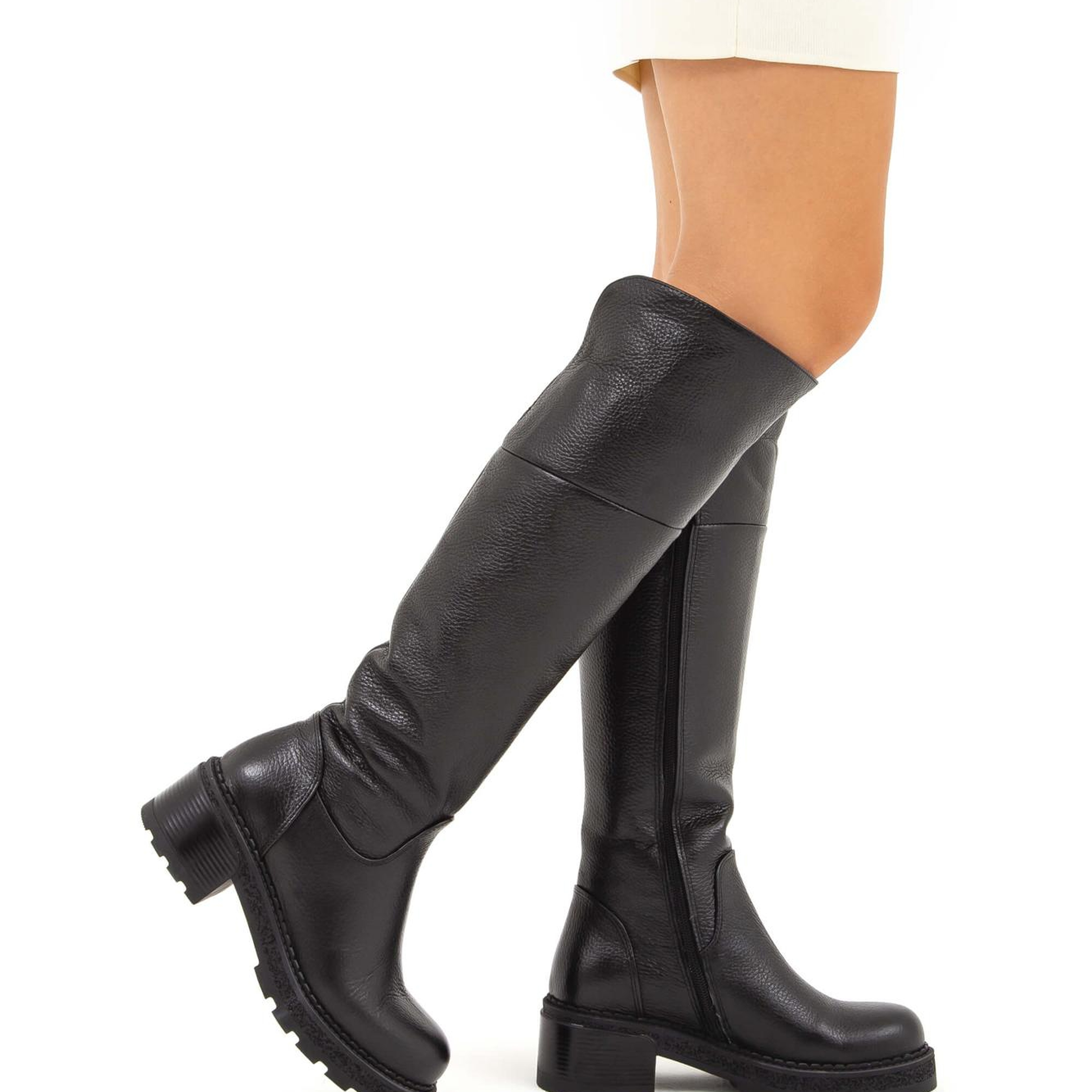 Tamer Tanca Kadın Hakiki Deri Siyah Floter Casual Çizme