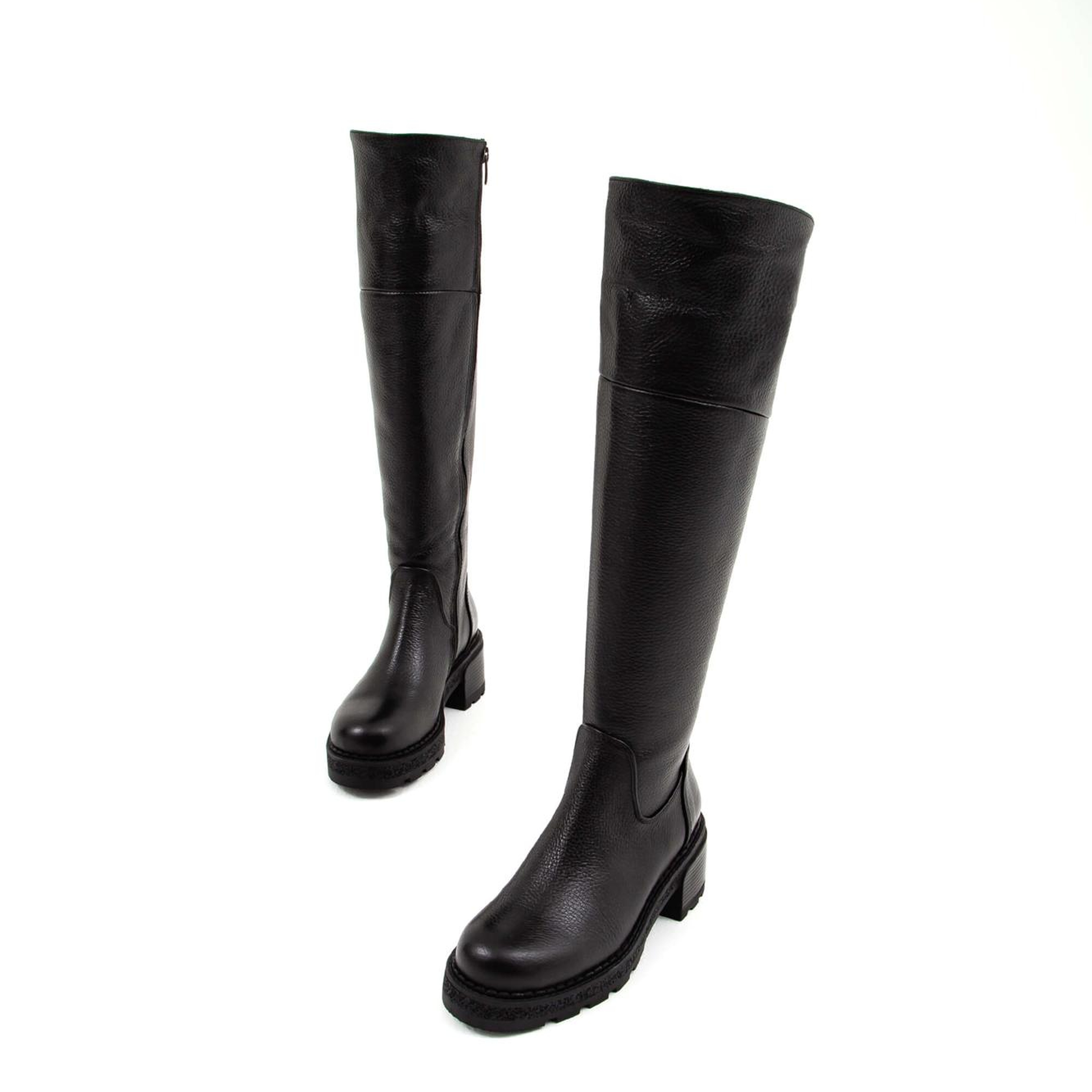 Tamer Tanca Kadın Hakiki Deri Siyah Floter Casual Çizme