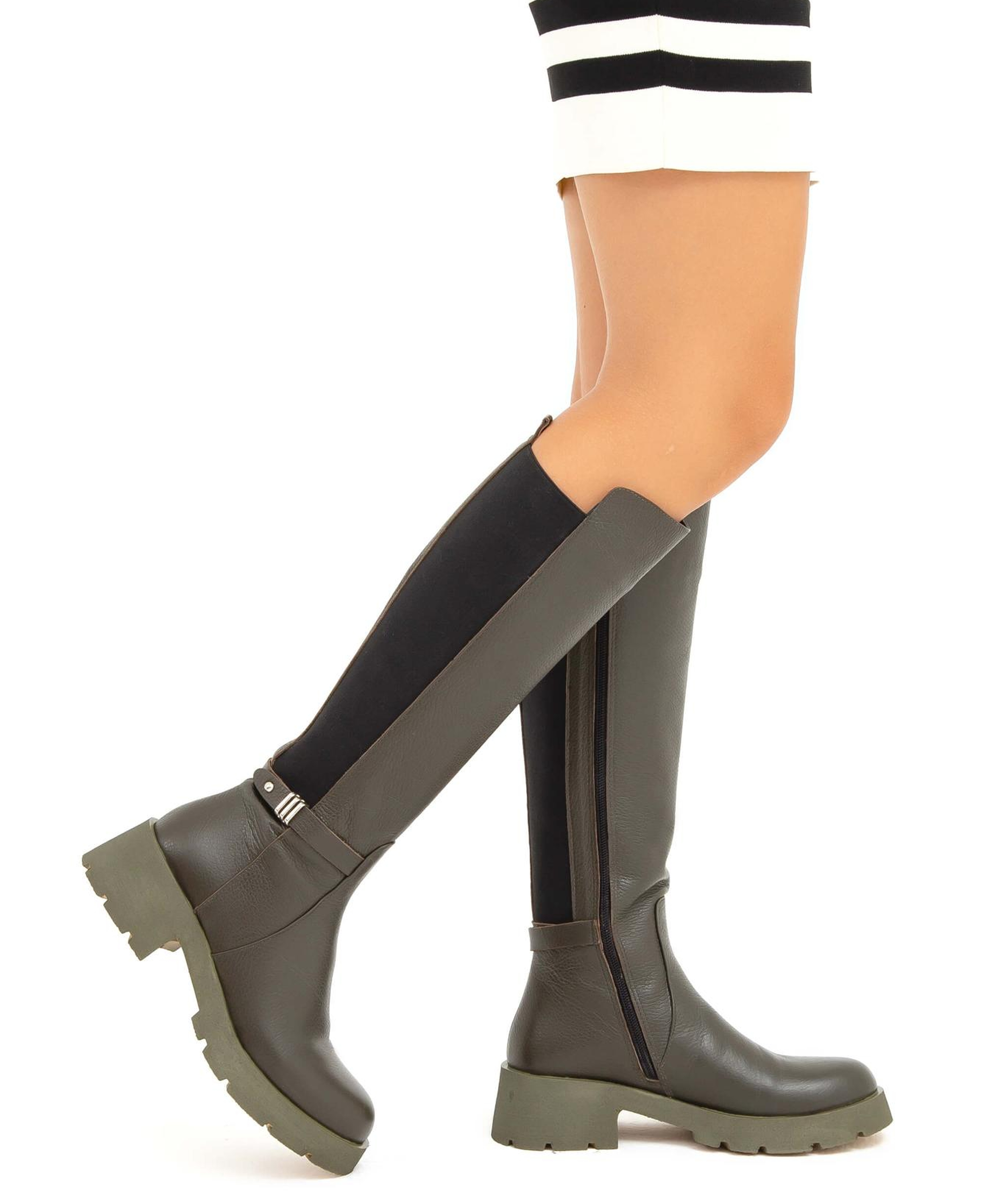 Tamer Tanca Kadın Hakiki Deri Yeşil Casual Çizme