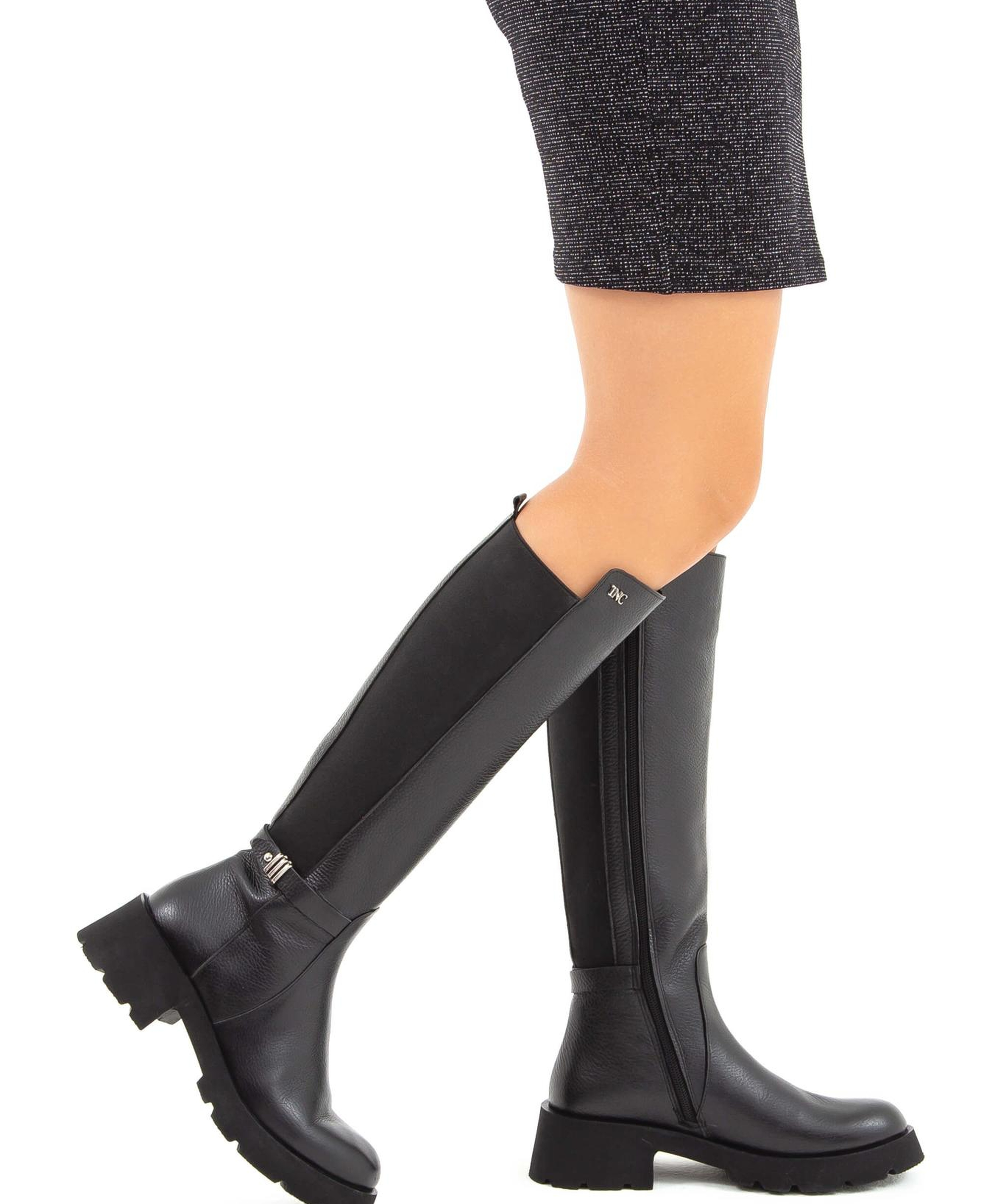 Tamer Tanca Kadın Hakiki Deri Siyah Floter Casual Çizme