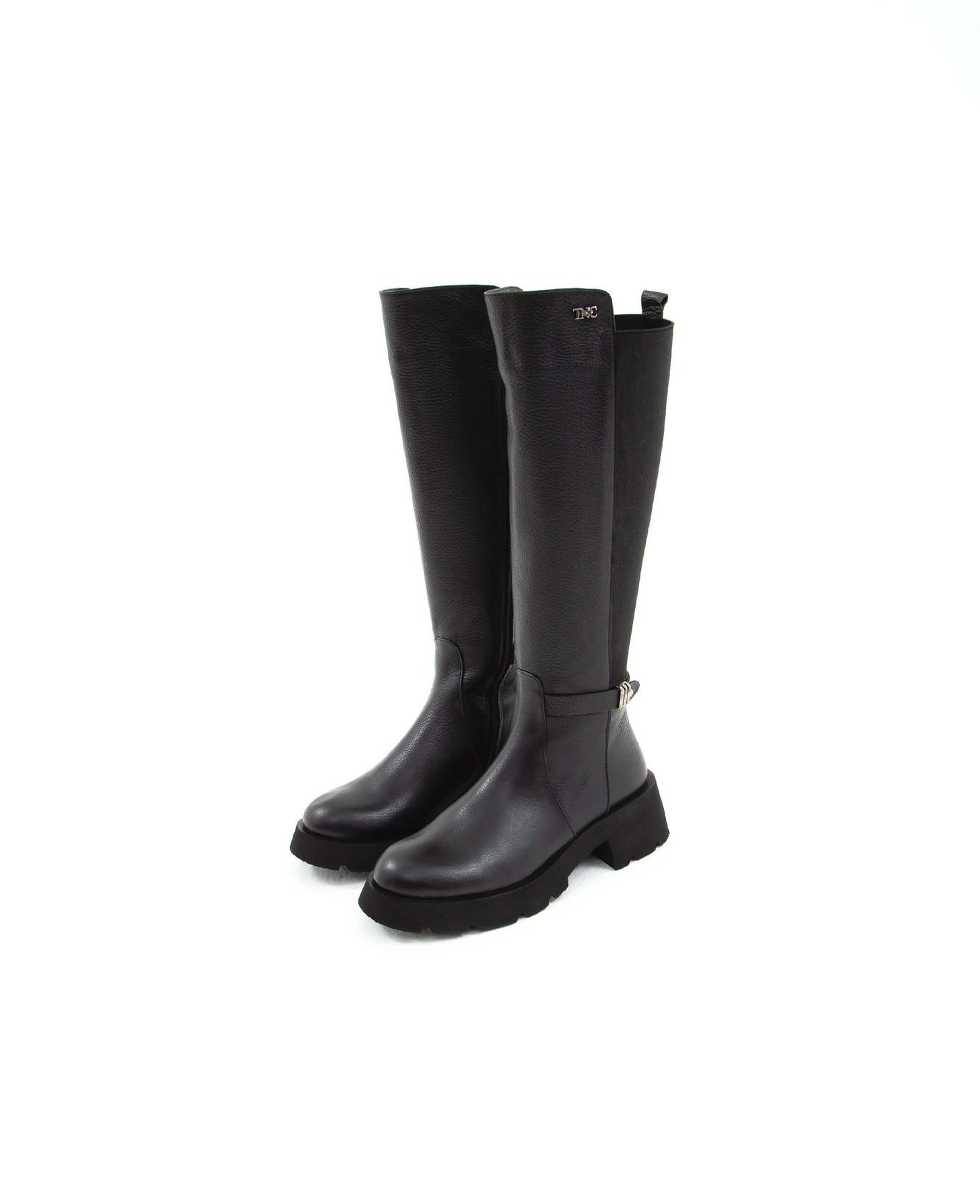 Tamer Tanca Kadın Hakiki Deri Siyah Floter Casual Çizme