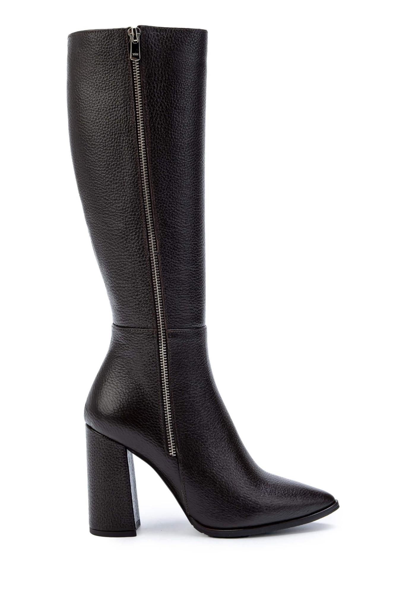 Tamer Tanca Kadın Hakiki Deri Kahverengi Floter Klasik Çizme