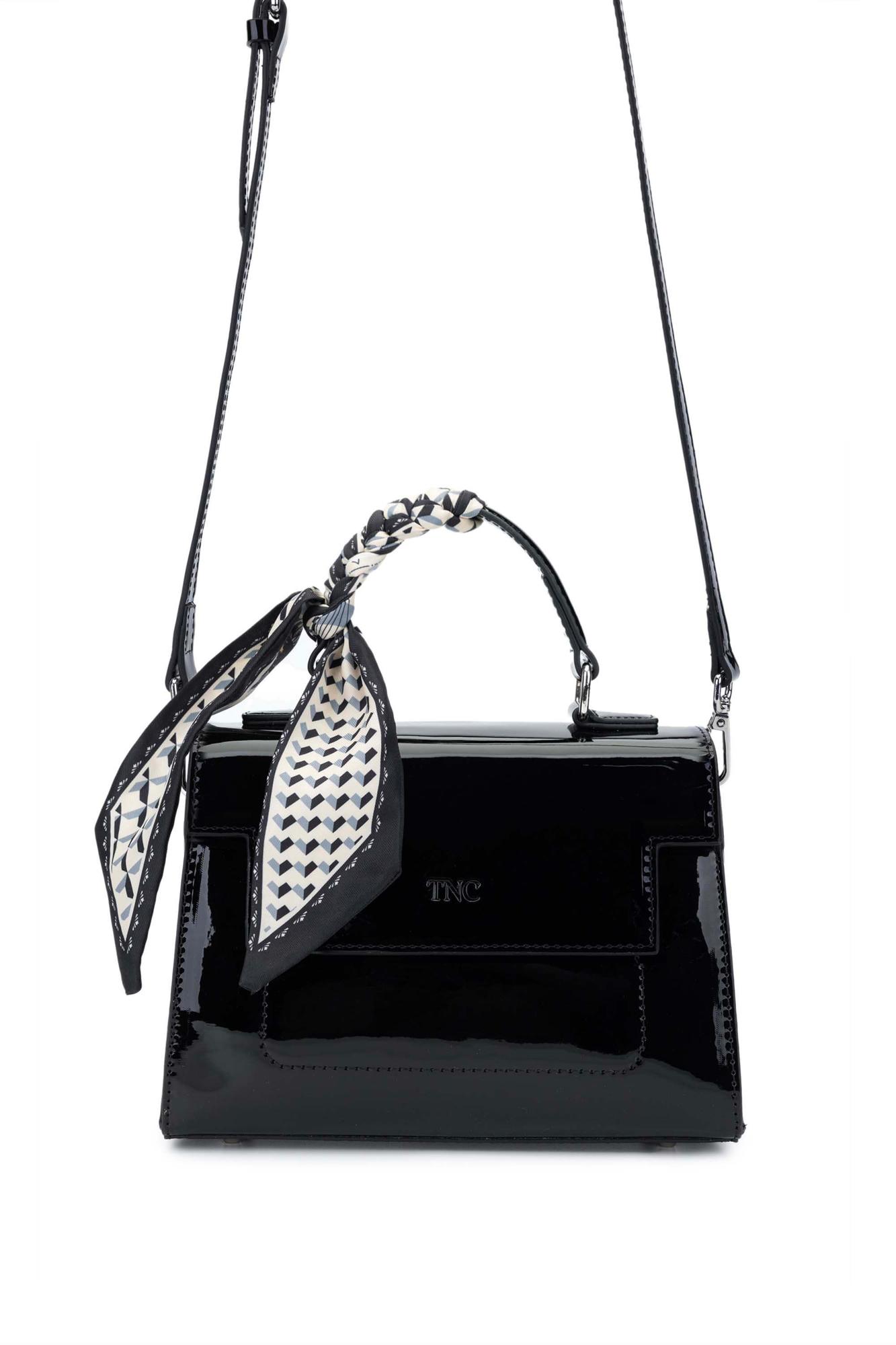 Tamer Tanca Kadın Vegan Siyah Rugan Kol Çantası