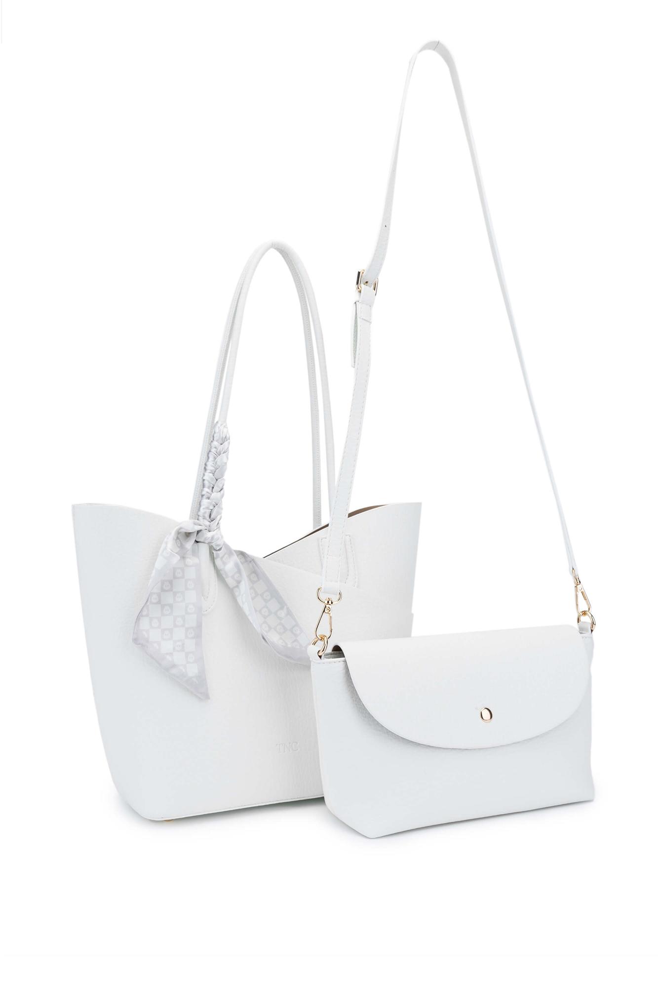 Tamer Tanca Kadın Suni Deri Beyaz Kol Çantası