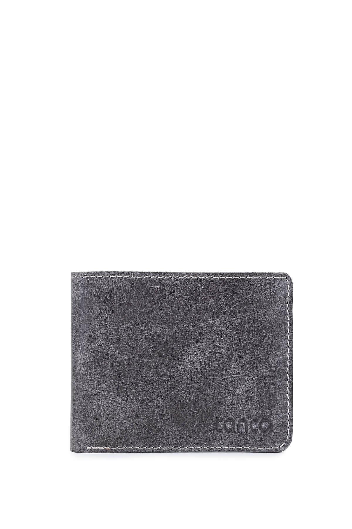 Tamer Tanca Erkek Hakiki Deri Gri Cüzdan