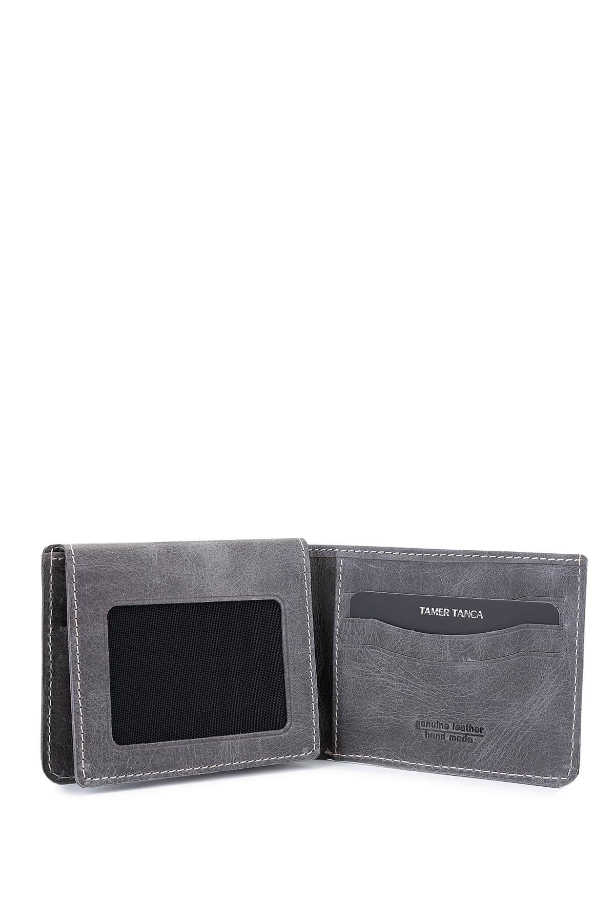 Tamer Tanca Erkek Hakiki Deri Gri Cüzdan