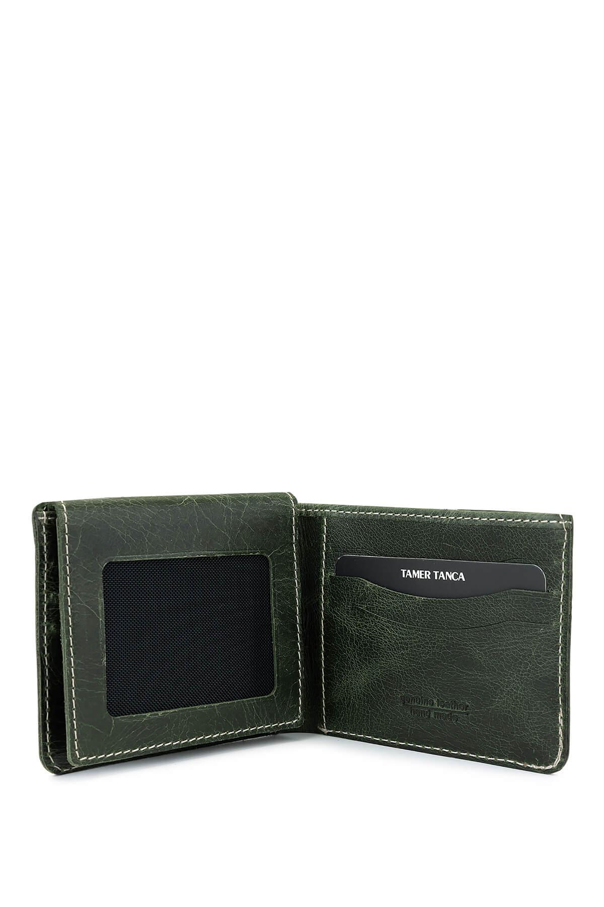 Tamer Tanca Erkek Hakiki Deri  Yeşil Cüzdan