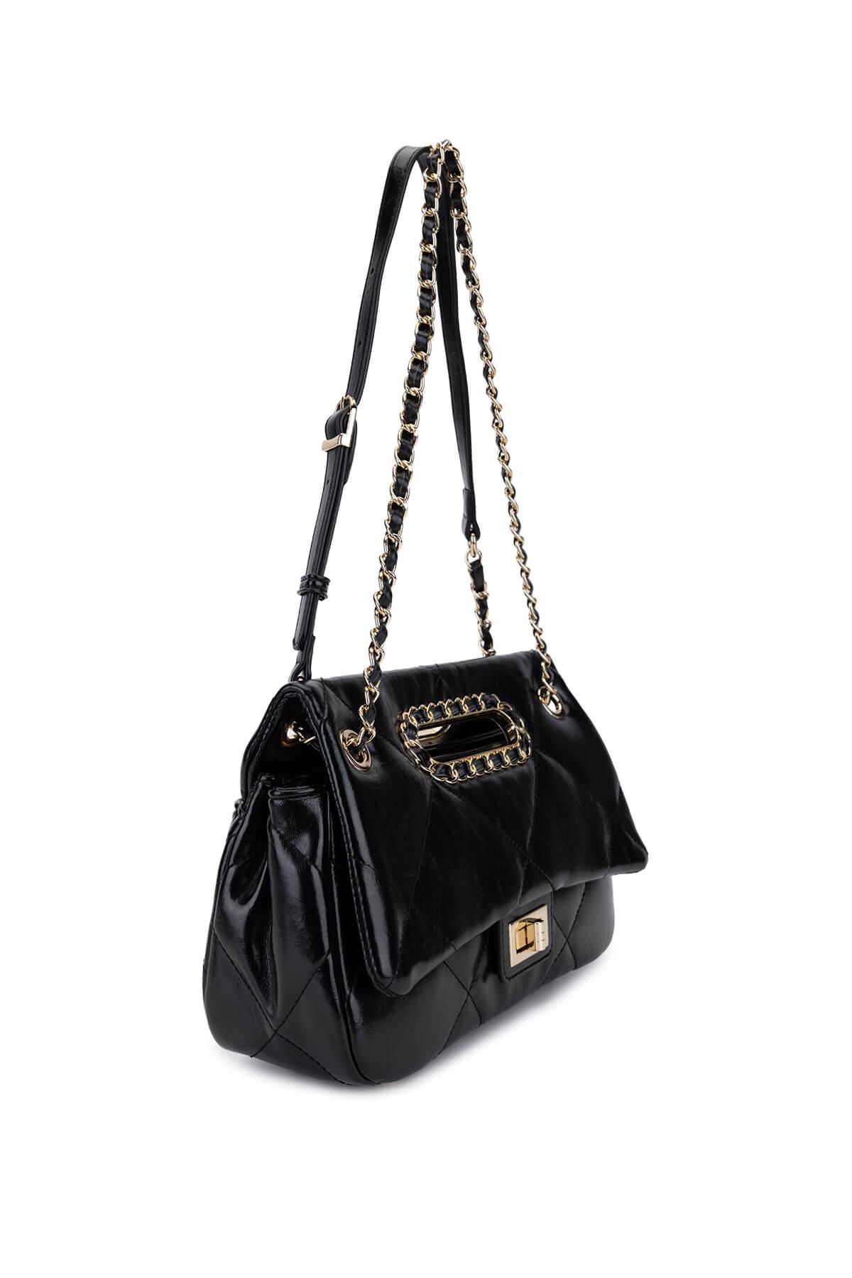 Tamer Tanca Kadın Suni Deri Siyah Omuz Çanta