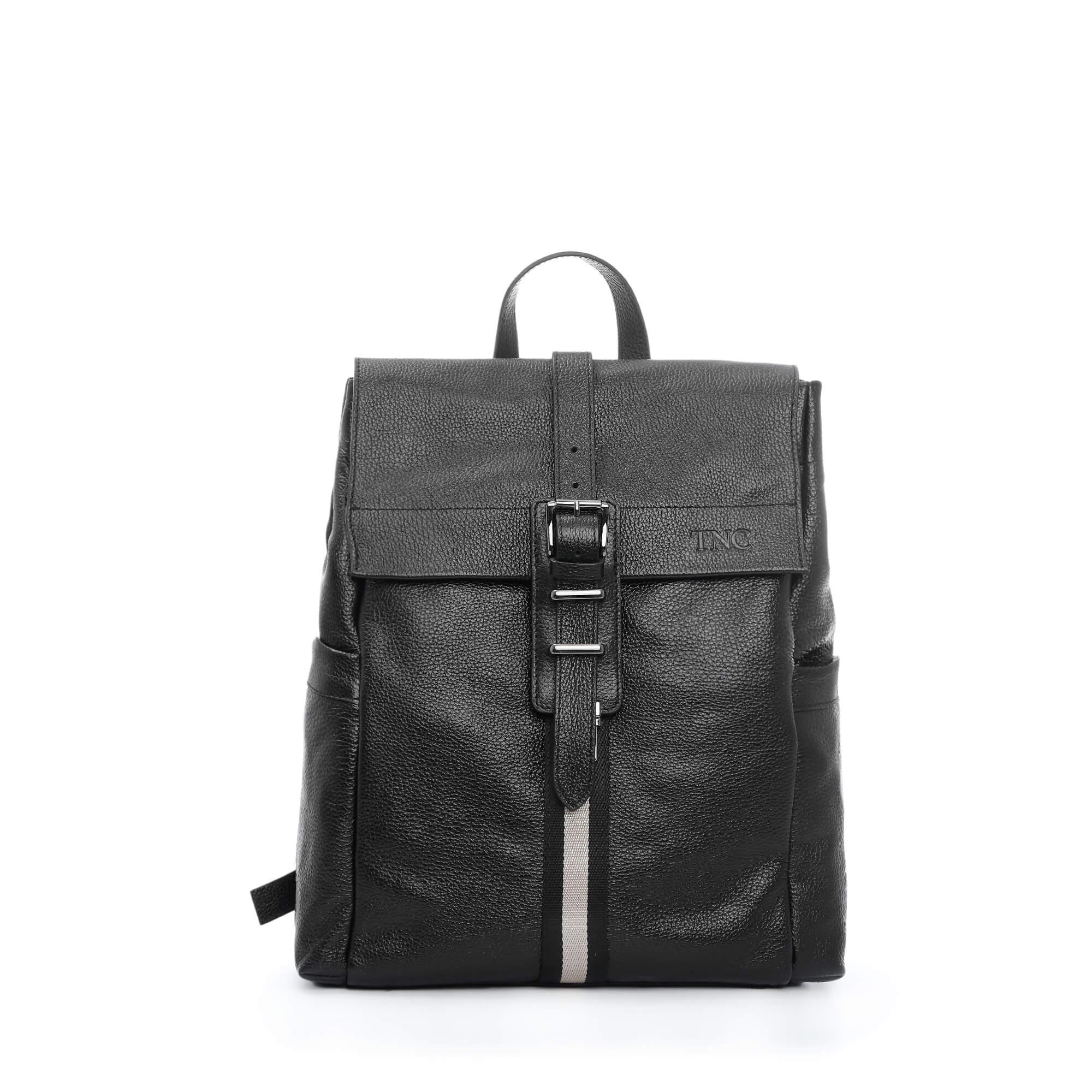 Tamer Tanca Erkek Hakiki Deri Siyah Floter Sırt Çantası