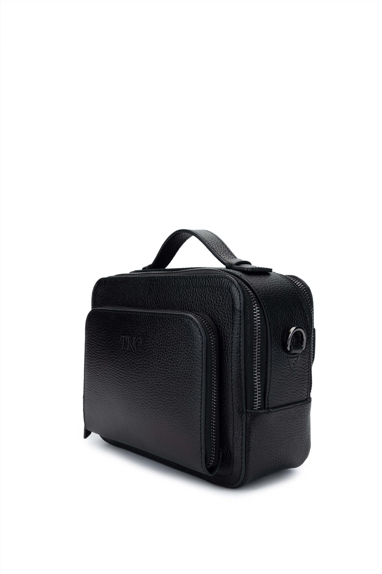 Tamer Tanca Erkek Hakiki Deri Siyah Floter Postacı Çanta