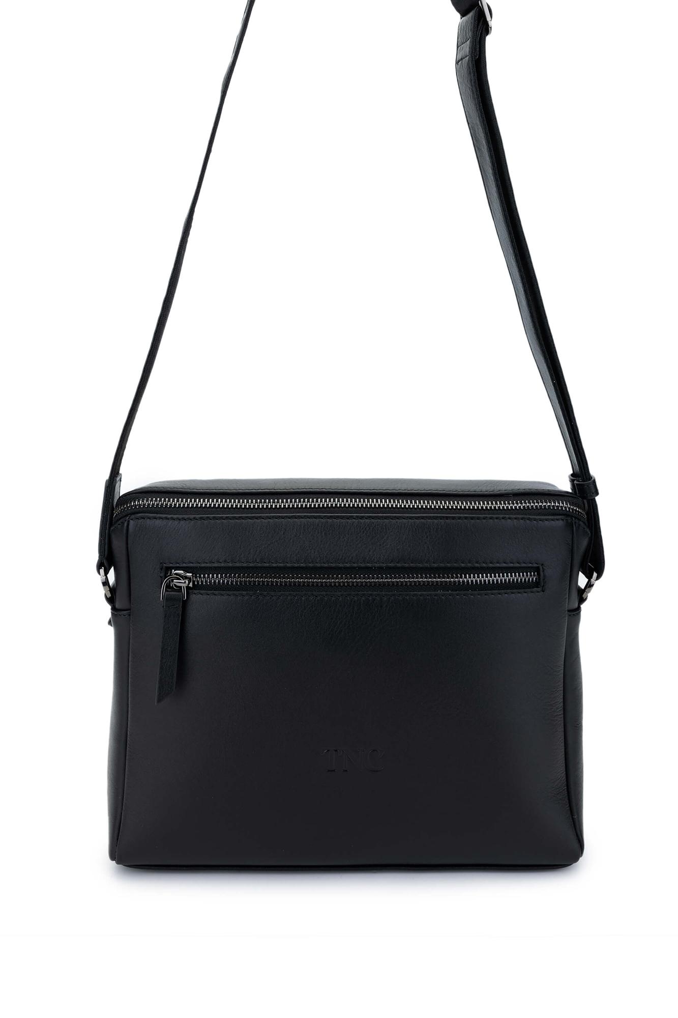 Tamer Tanca Erkek Hakiki Deri Siyah Postacı Çanta