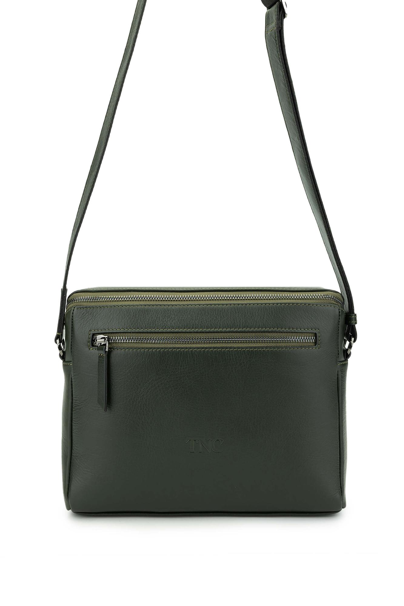 Tamer Tanca Erkek Hakiki Deri Yeşil Postacı Çanta