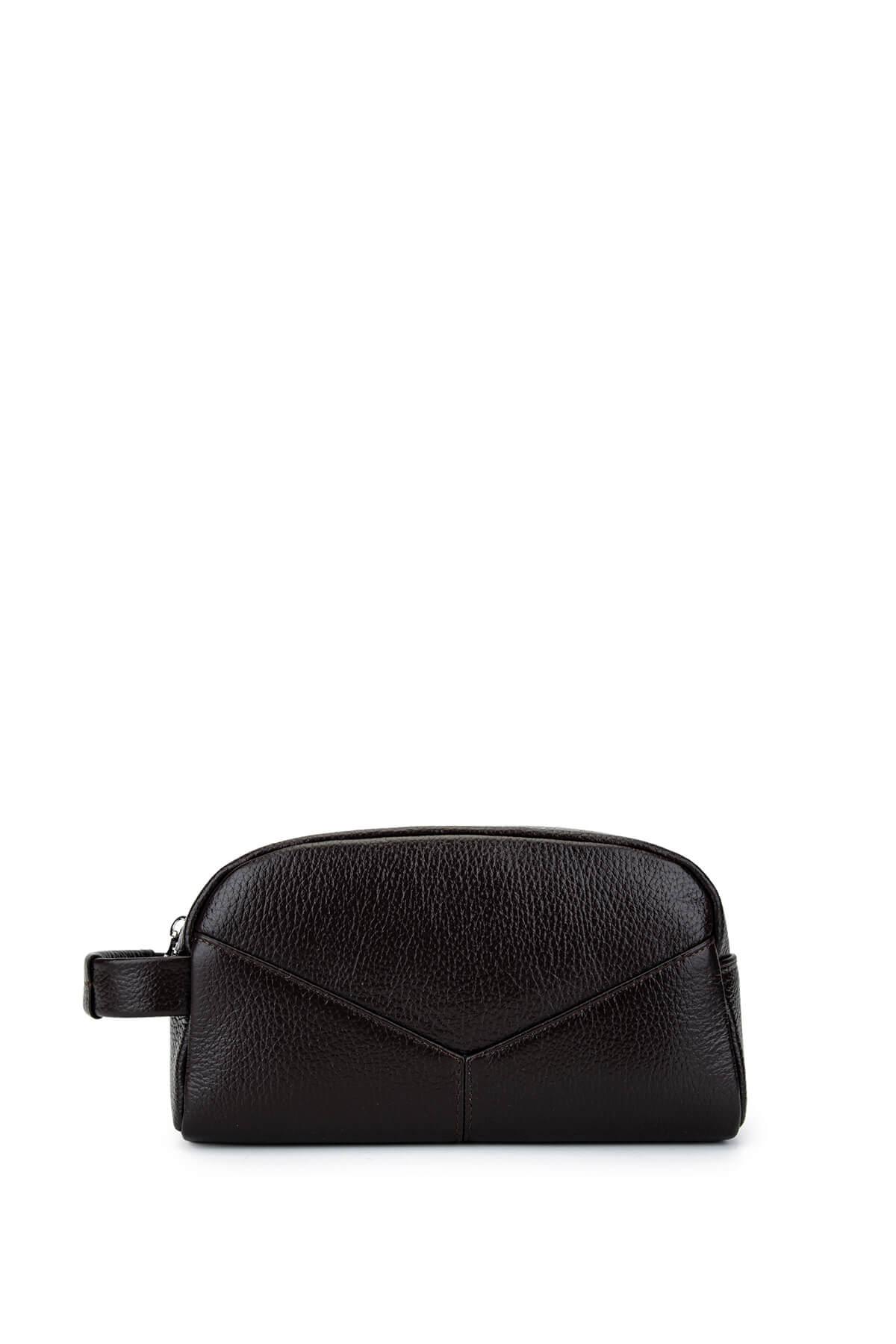 Tamer Tanca Erkek Hakiki Deri Kahverengi Traş Çantası