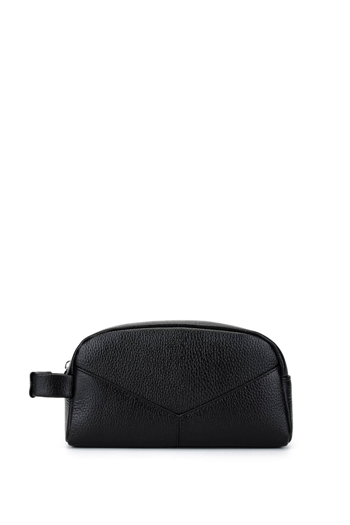 Tamer Tanca Erkek Hakiki Deri Siyah Floter Traş Çantası