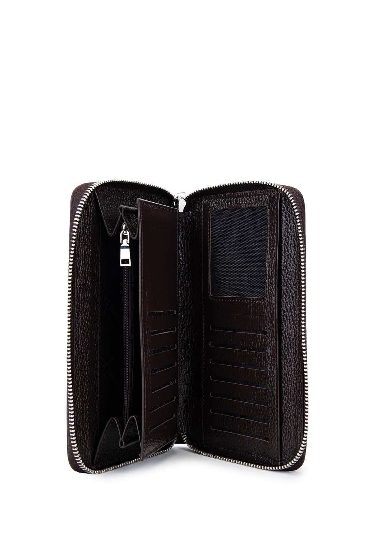 Tamer Tanca Erkek Hakiki Deri Kahverengi El Çantası