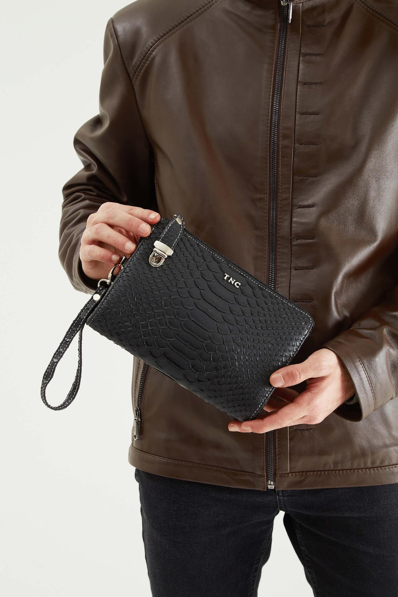 Tamer Tanca Erkek Hakiki Deri Siyah Portföy Çanta