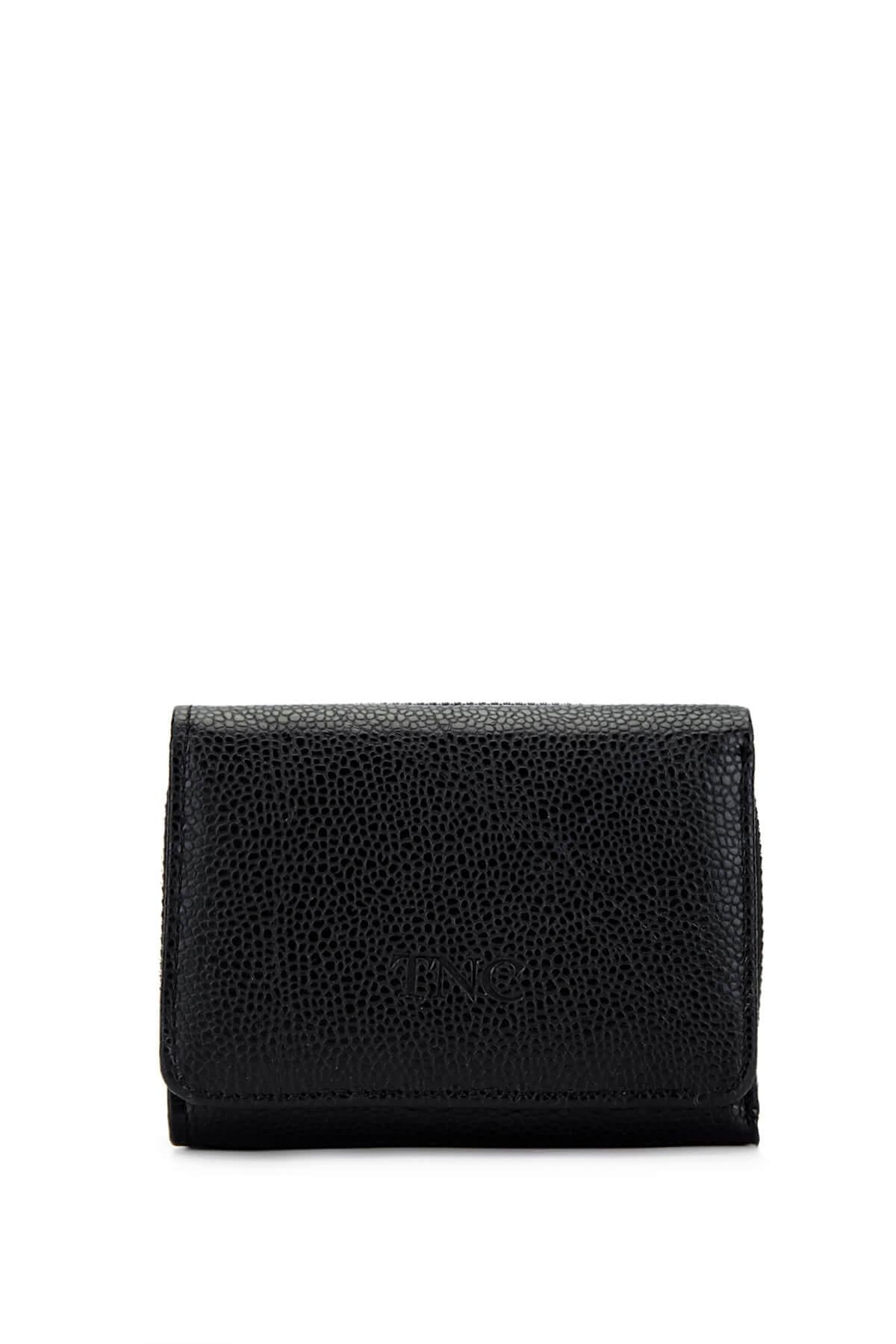 Tamer Tanca Unisex Hakiki Deri Siyah Havyar Cüzdan Cuzdan