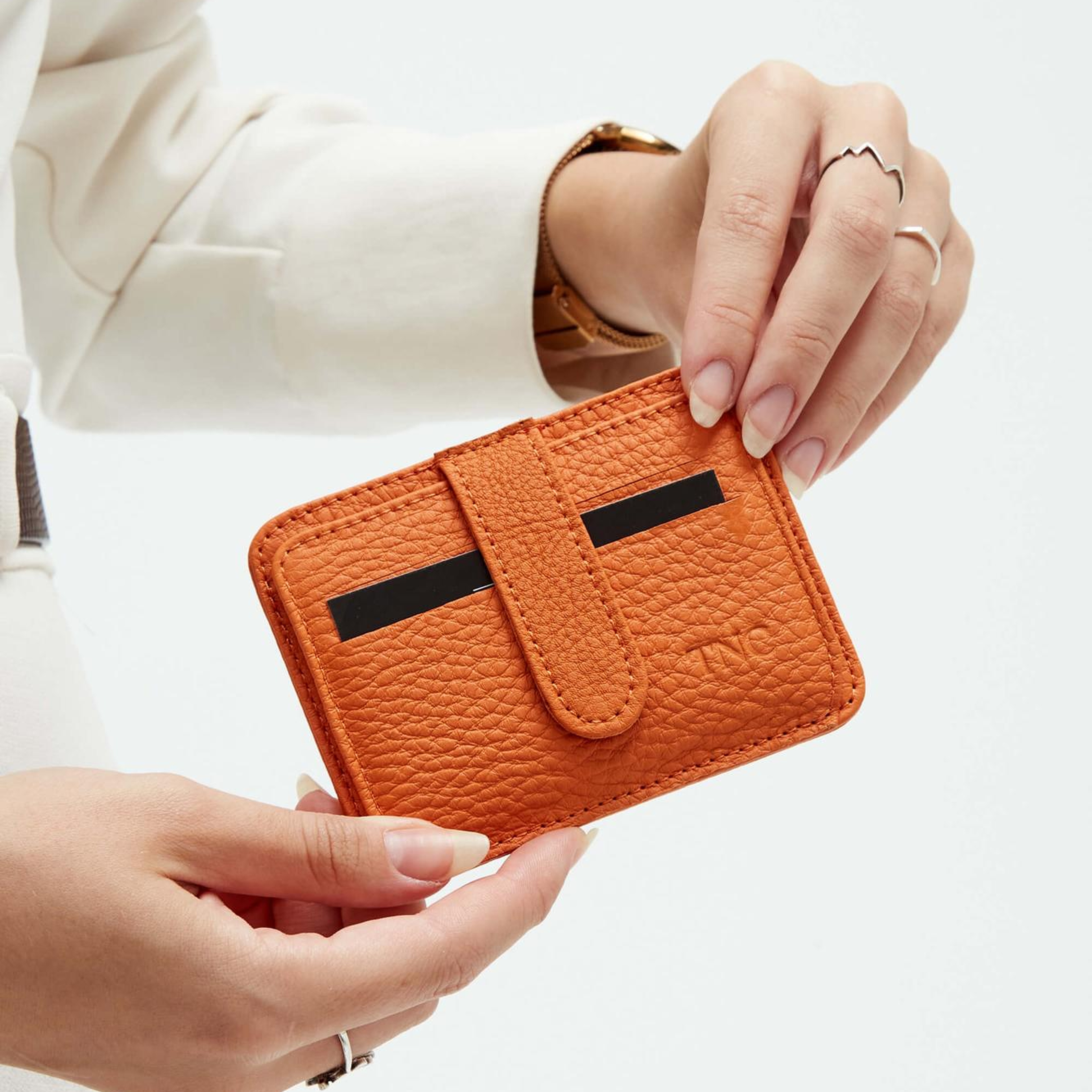 Tamer Tanca Unisex Hakiki Deri Turuncu Kartlık