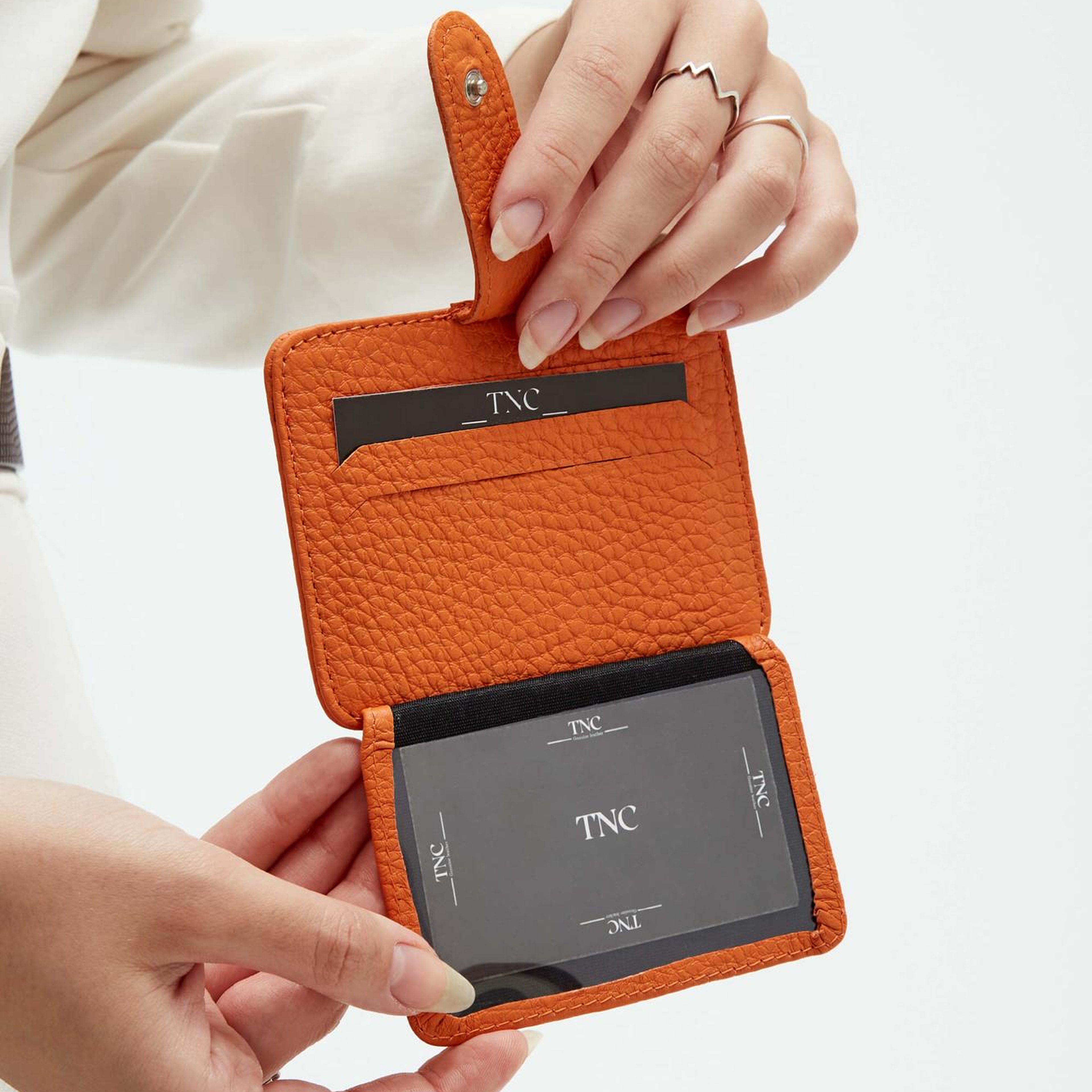 Tamer Tanca Unisex Hakiki Deri Turuncu Kartlık