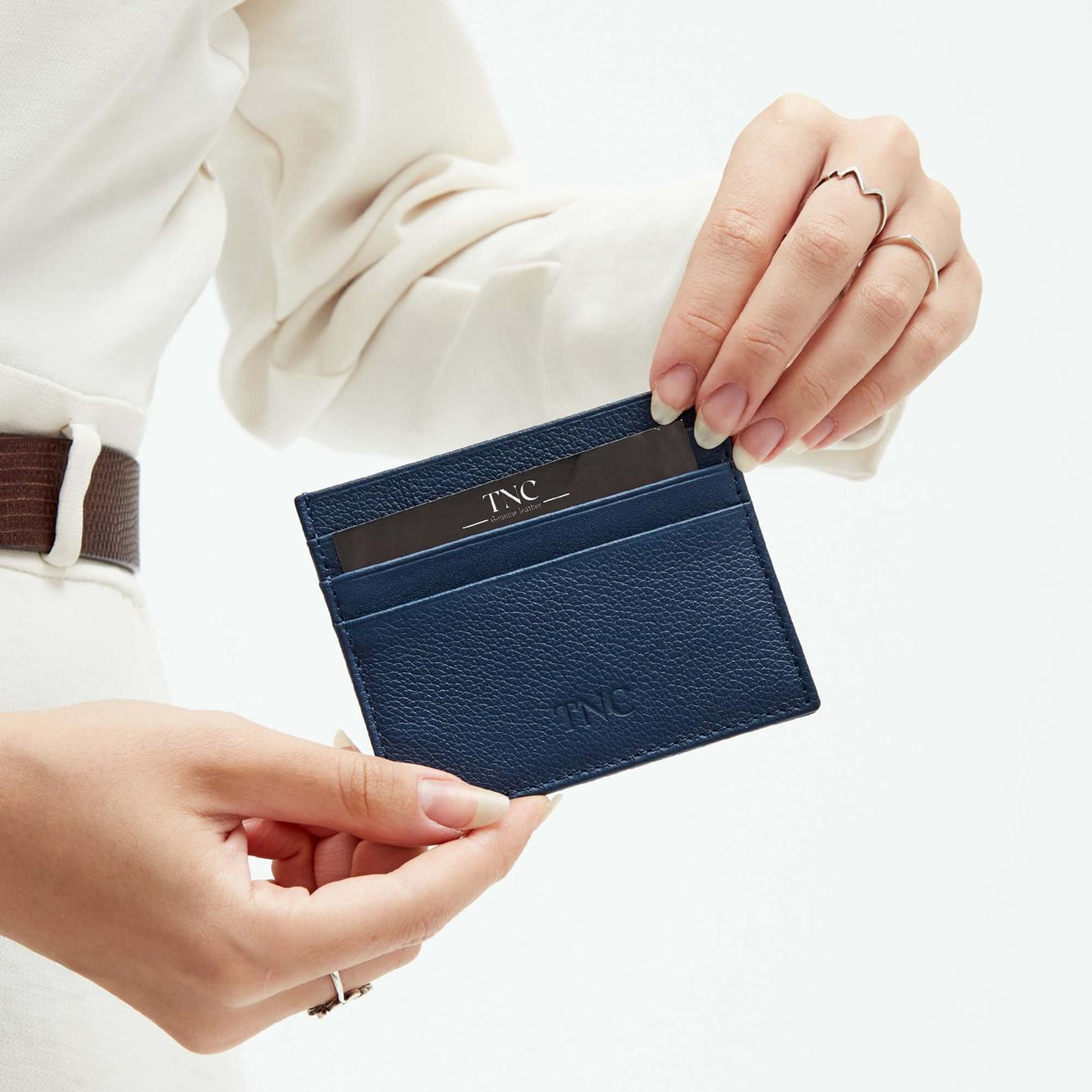 Tamer Tanca Unisex Hakiki Deri Lacivert Kartlık