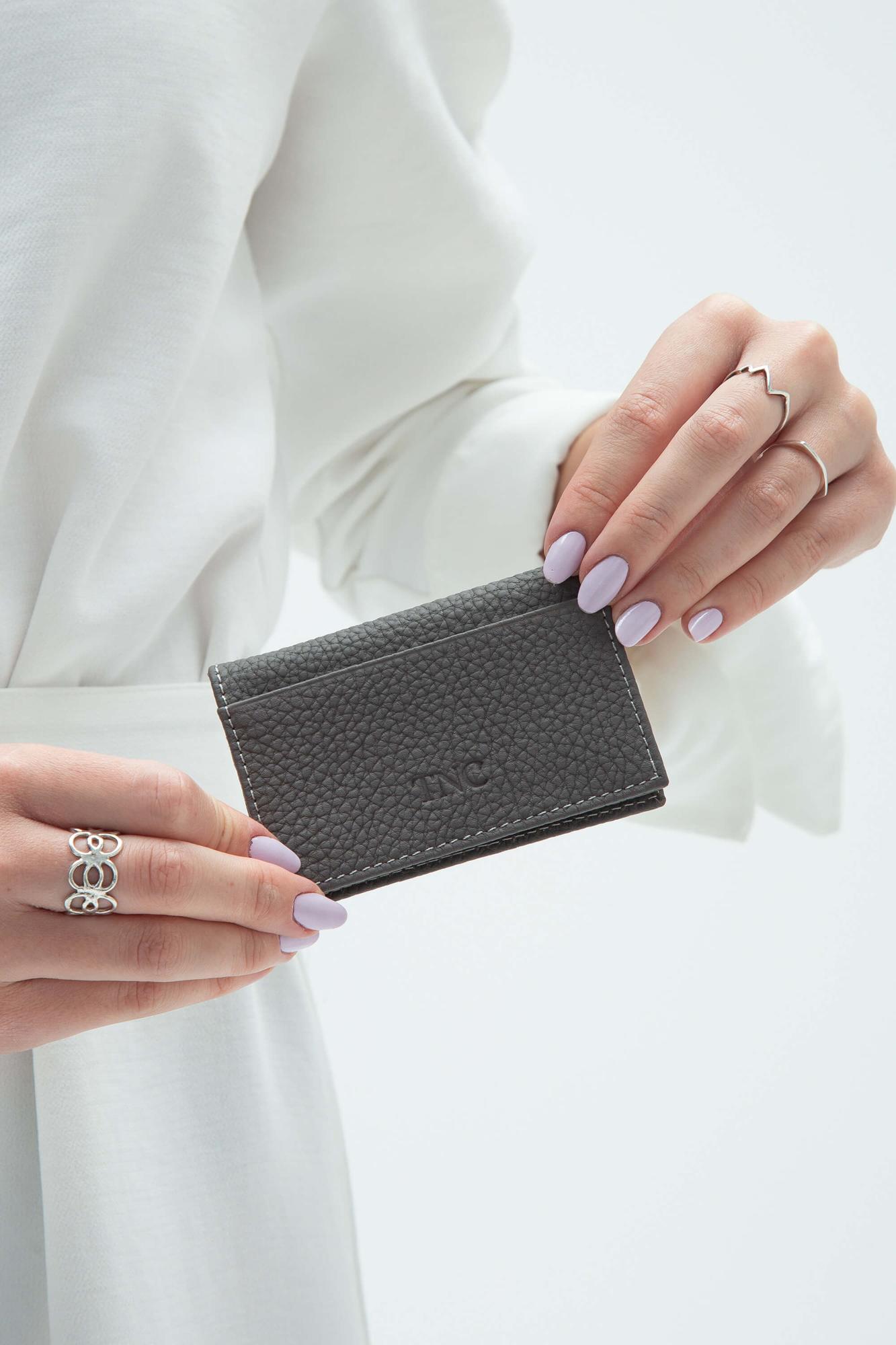 Tamer Tanca Erkek Hakiki Deri Gri Kartlık