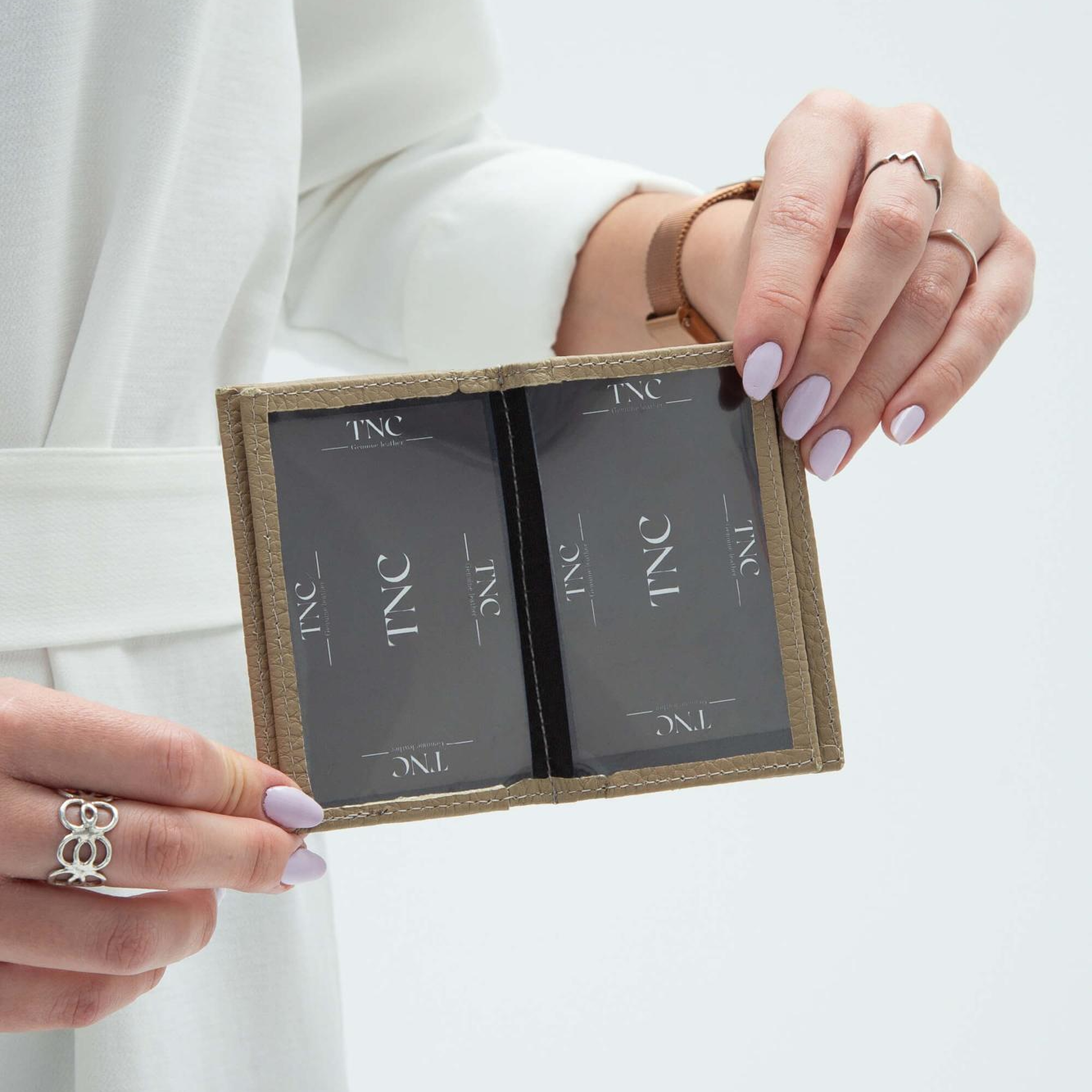 Tamer Tanca Erkek Hakiki Deri Bej Kartlık