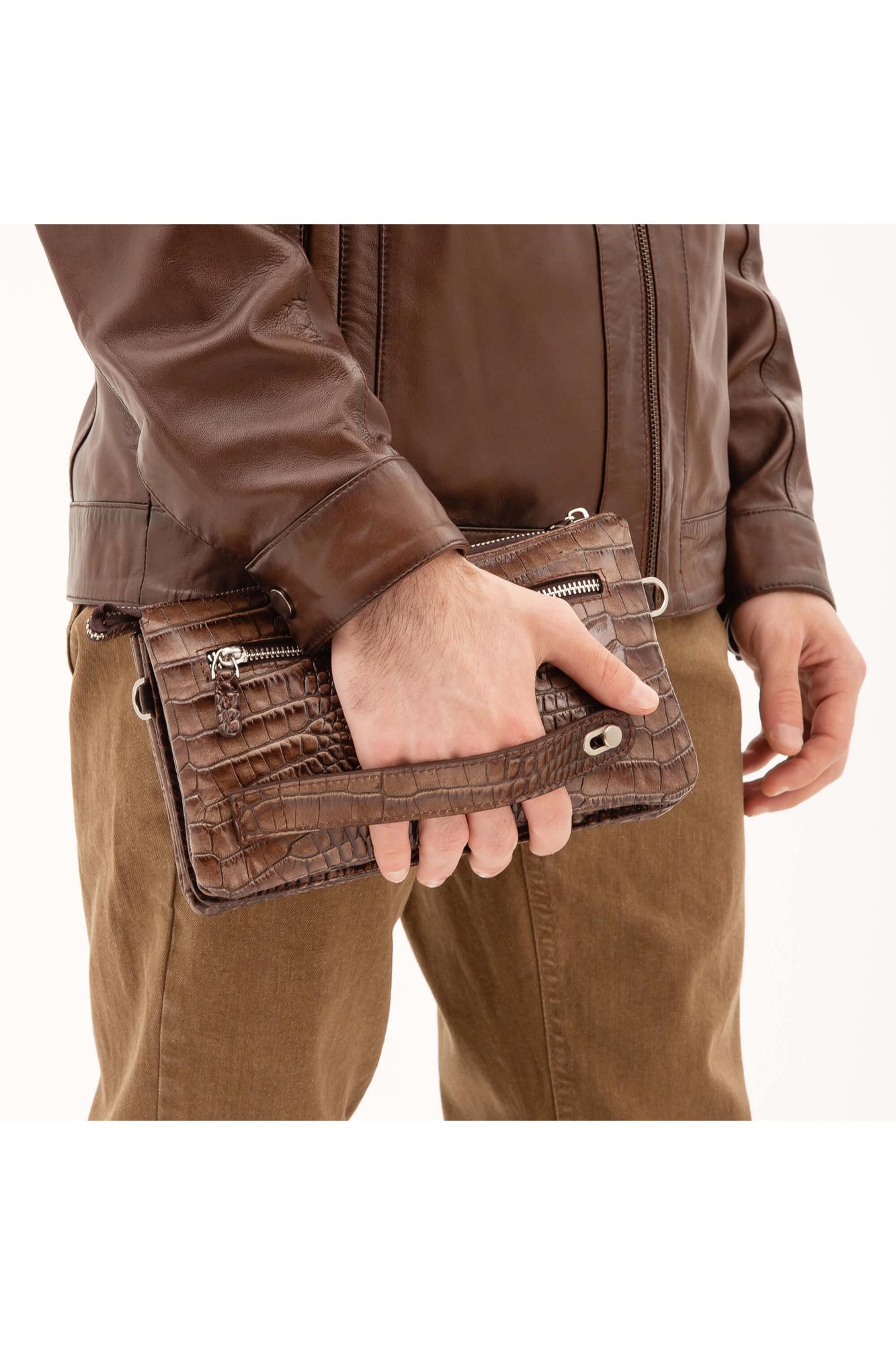 Tamer Tanca Erkek Hakiki Deri Ceviz El Çantası