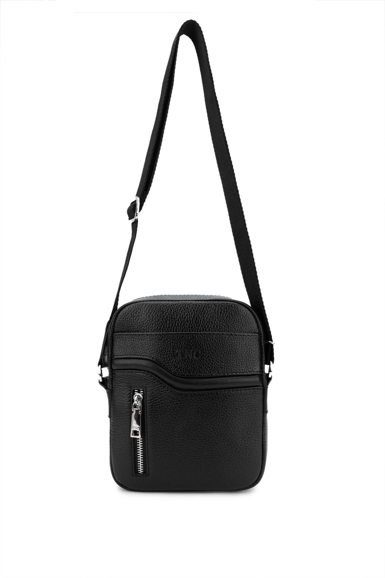 Tamer Tanca Erkek Hakiki Deri Siyah Floter Postacı Çanta