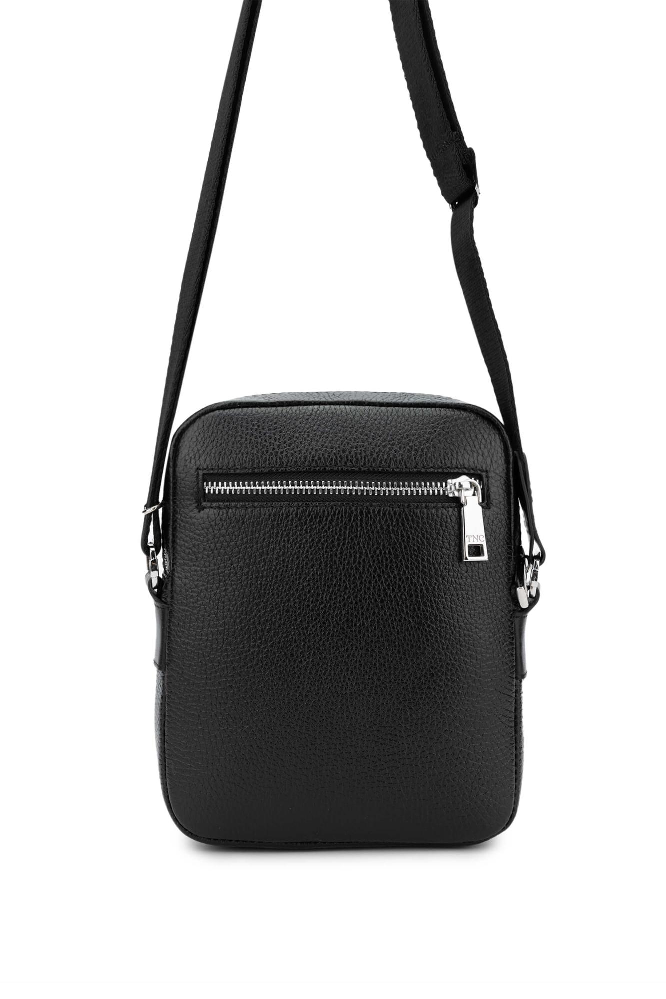 Tamer Tanca Erkek Hakiki Deri Siyah Floter Postacı Çanta