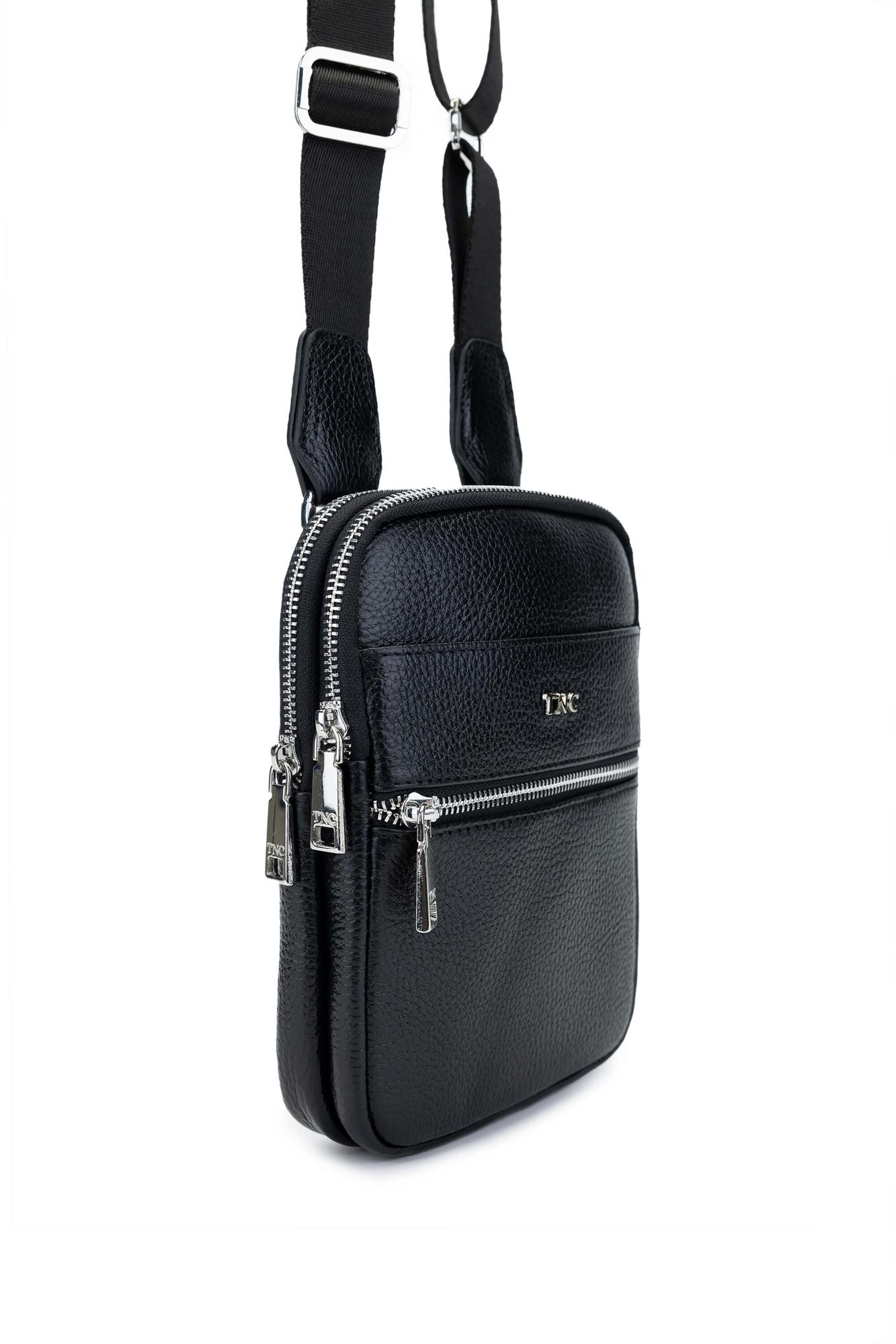 Tamer Tanca Erkek Hakiki Deri Siyah Postacı Çanta