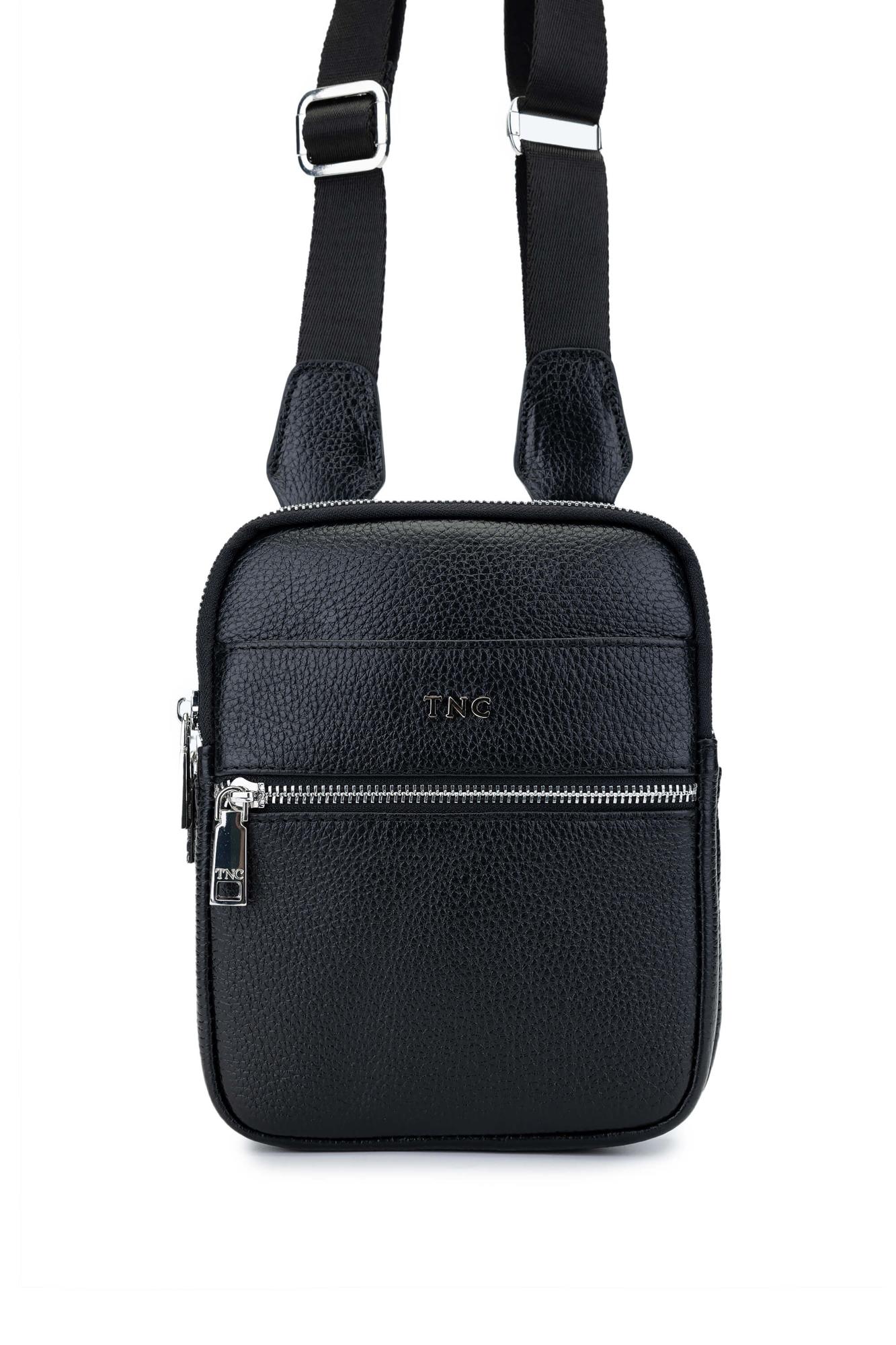 Tamer Tanca Erkek Hakiki Deri Siyah Postacı Çanta