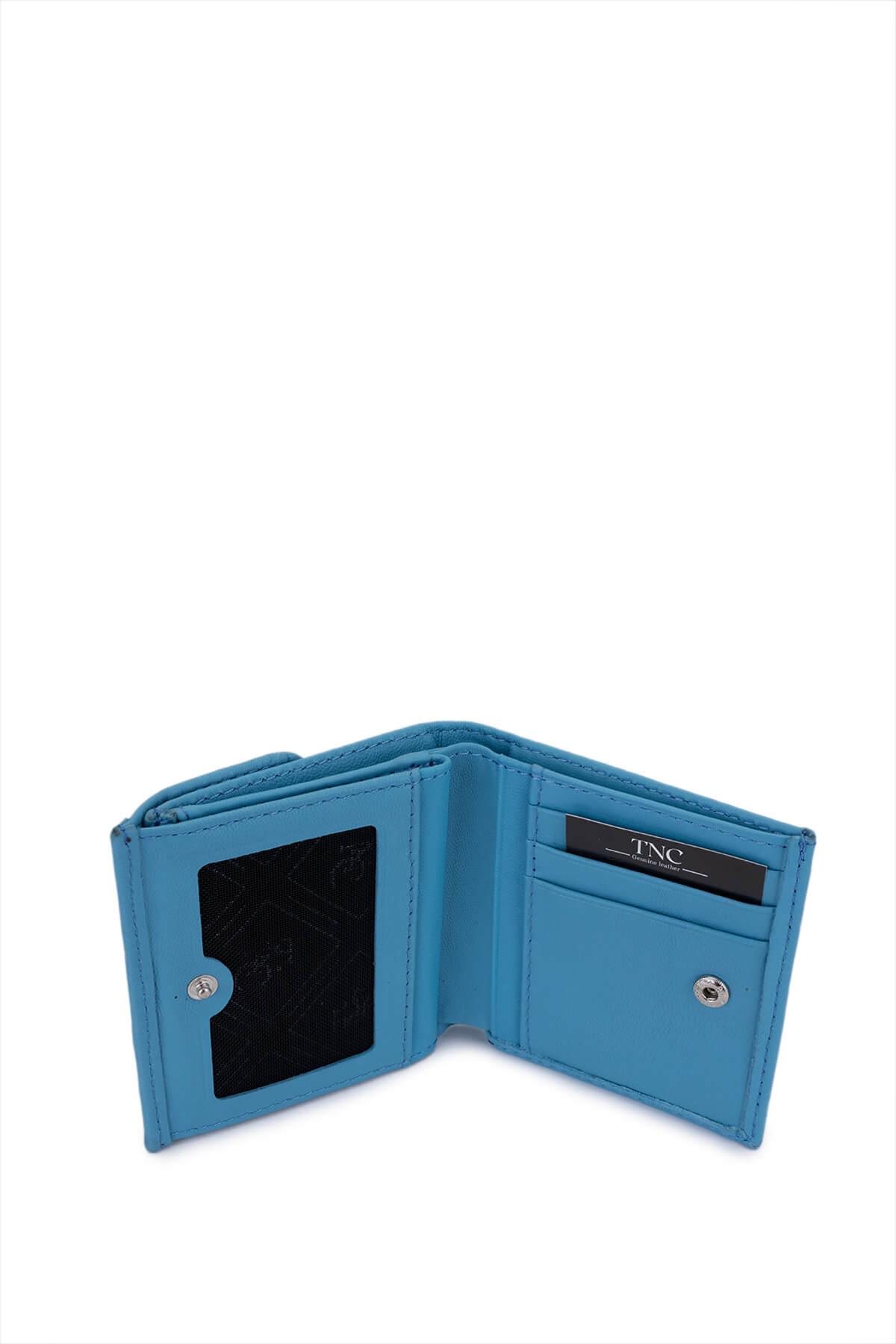 Tamer Tanca Unisex Hakiki Deri Mavi Cüzdan Cuzdan