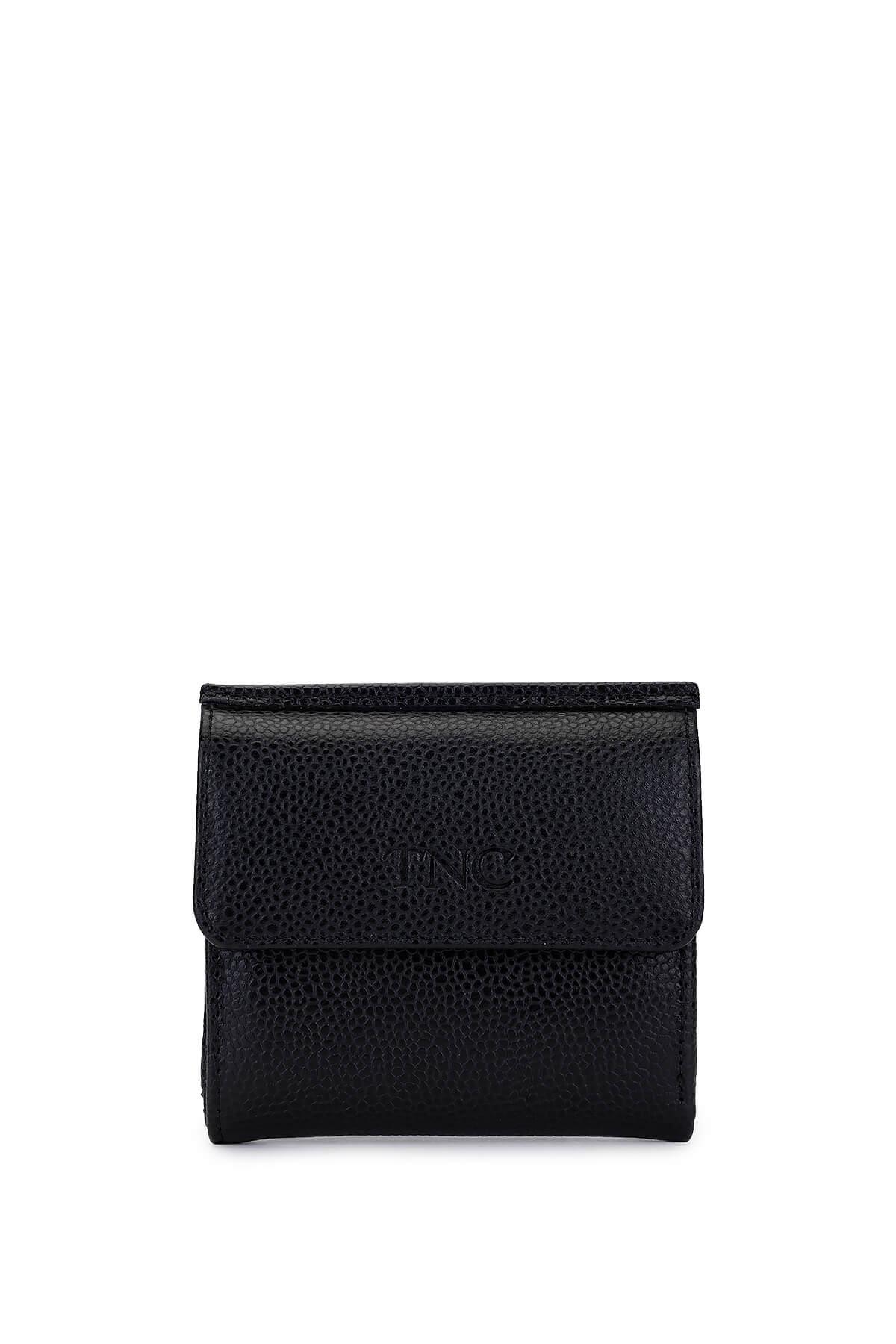 Tamer Tanca Unisex Hakiki Deri Siyah Havyar Cüzdan Cuzdan