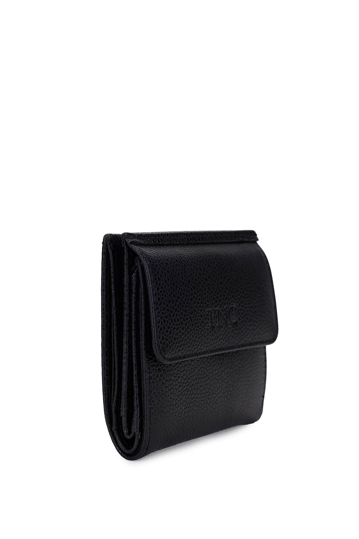 Tamer Tanca Unisex Hakiki Deri Siyah Havyar Cüzdan Cuzdan